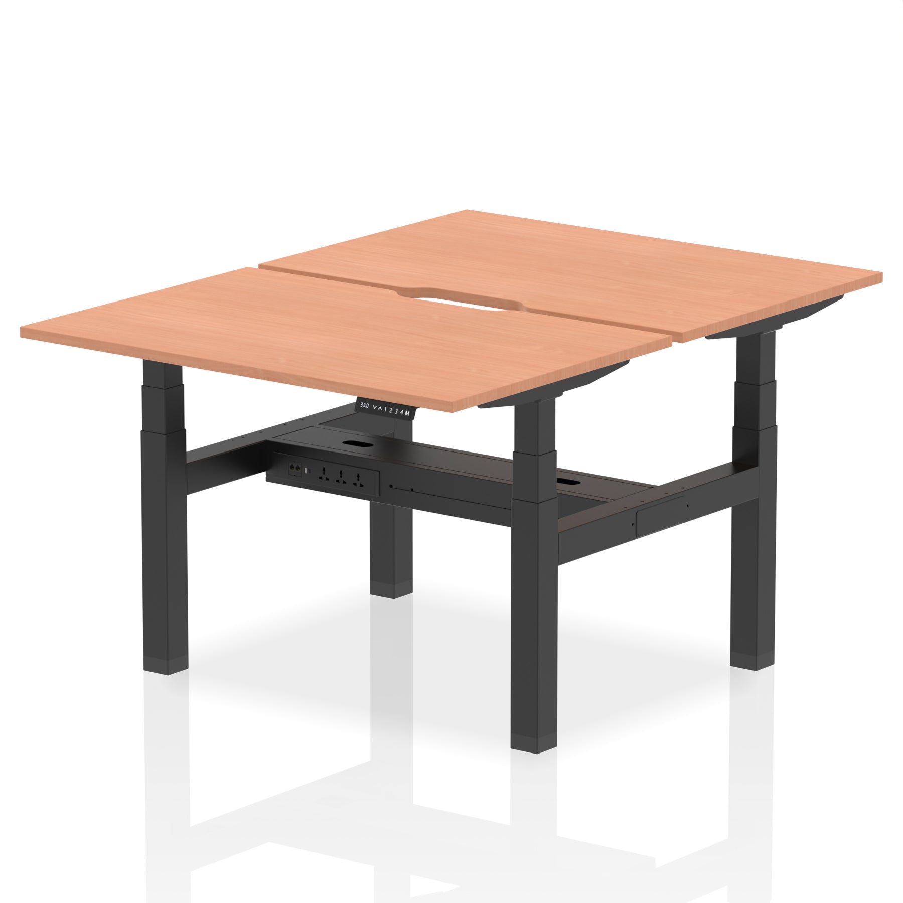 Air Back-to-Back Scalloped Edge Height Adjustable Bench Desk - 2 Person - 1200mm, 1400mm, 1600mm - Multiple Colour Options