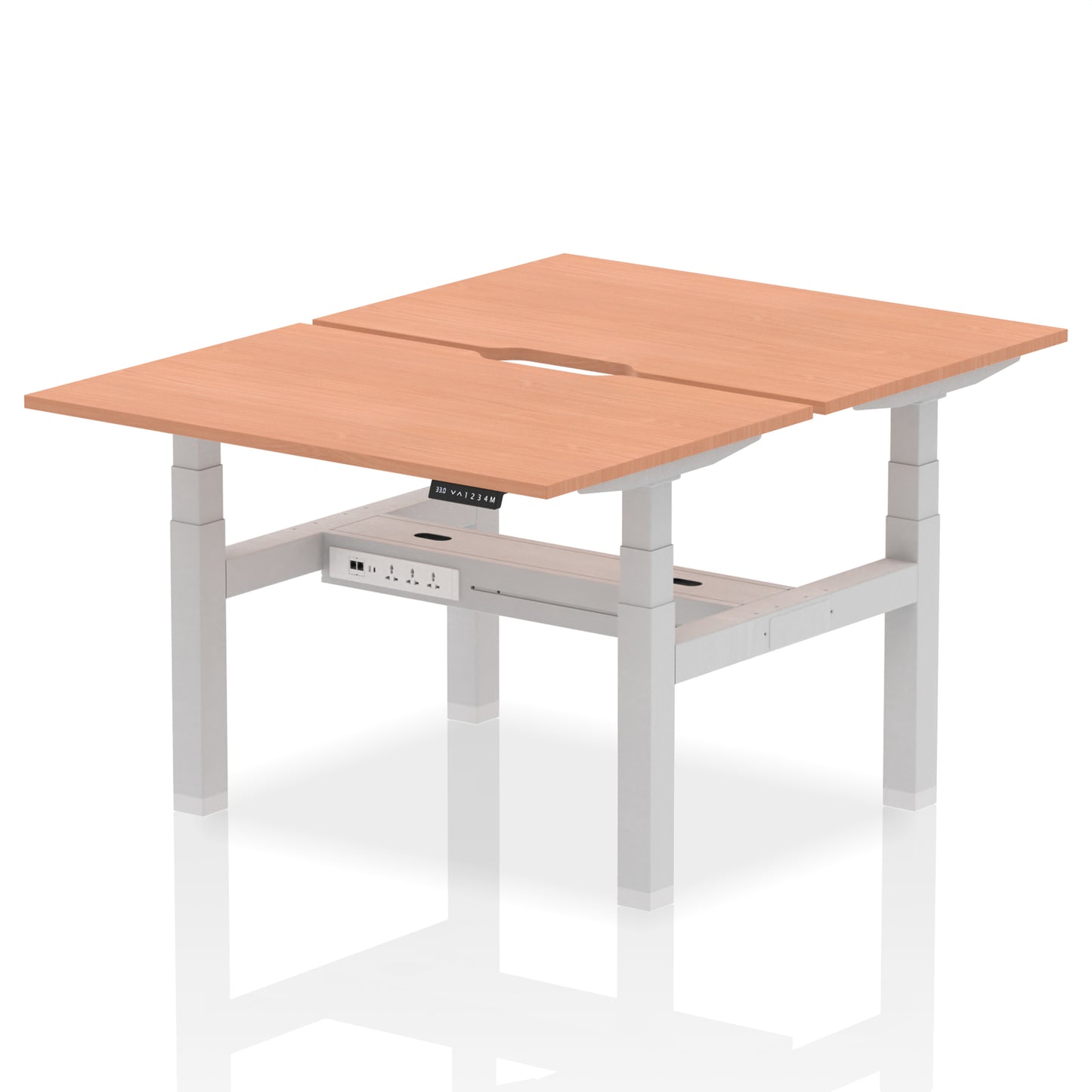 Air Back-to-Back Scalloped Edge Height Adjustable Bench Desk - 2 Person - 1200mm, 1400mm, 1600mm - Multiple Colour Options