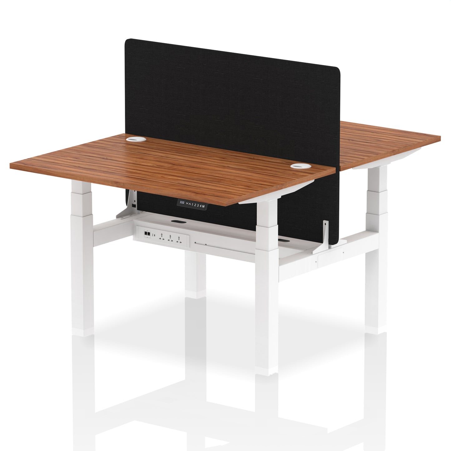 Air Back-to-Back Height Adjustable Bench Desk - 2 Person with Black Straight Screen - 1200mm, 1400mm, 1600mm, 1800mm - Multiple Colour Options