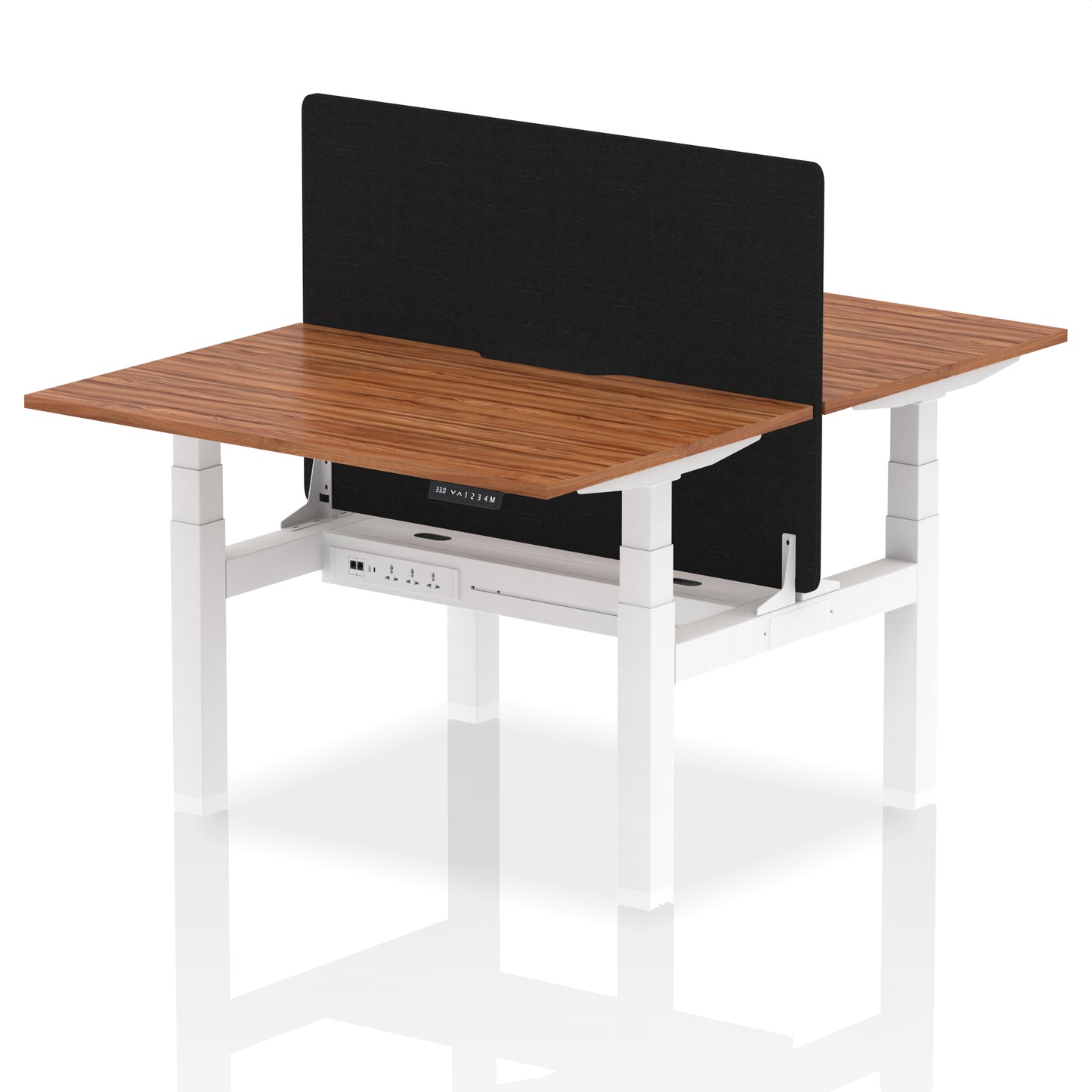 Air Back-to-Back Scalloped Edge Height Adjustable Bench Desk - 2 Person with Black Straight Screen - 1200mm, 1400mm, 1600mm - Multiple Colour Options