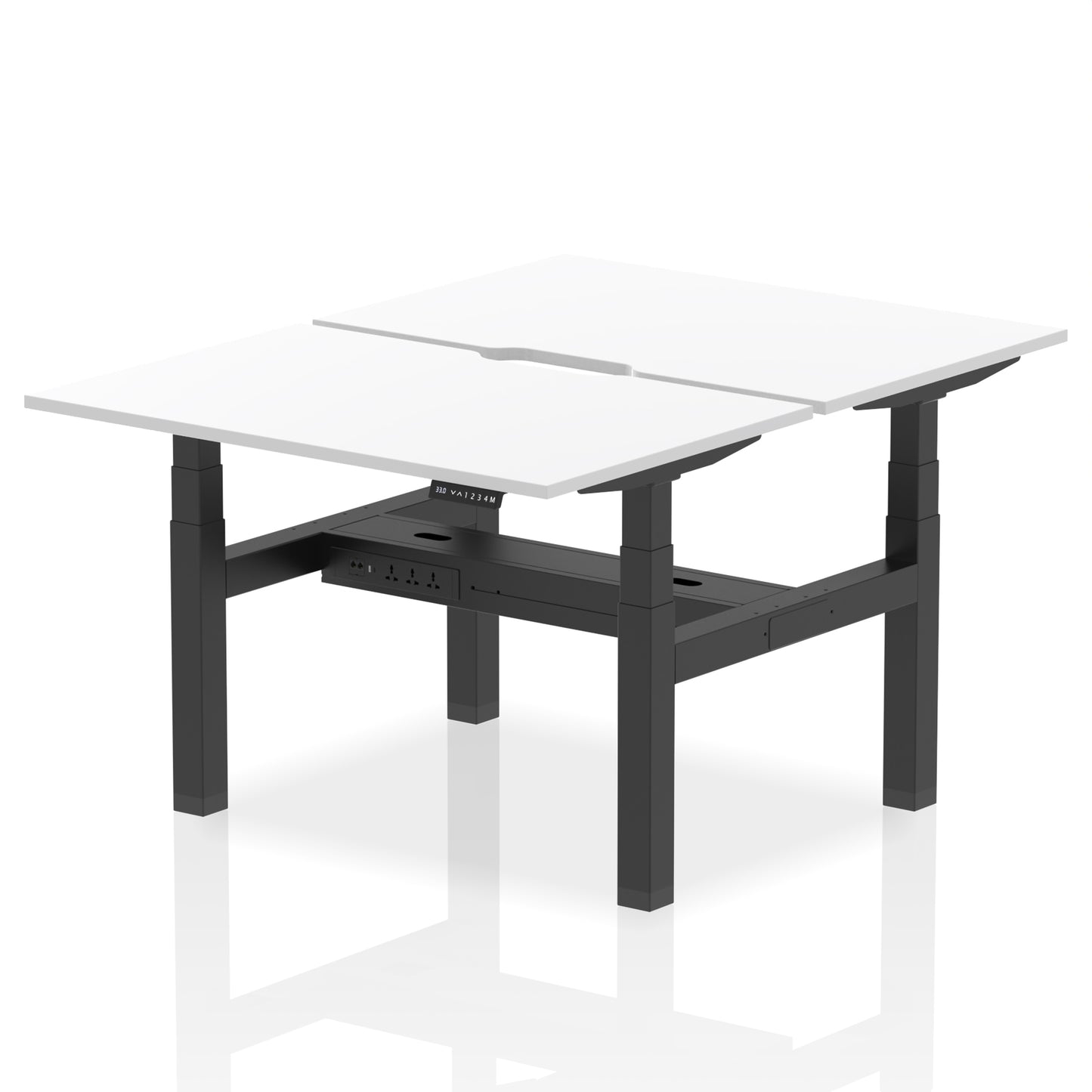 Air Back-to-Back Scalloped Edge Height Adjustable Bench Desk - 2 Person - 1200mm, 1400mm, 1600mm - Multiple Colour Options