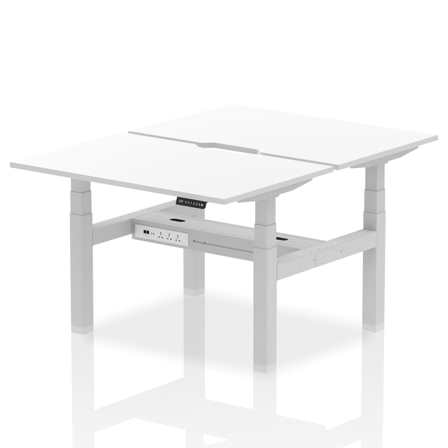 Air Back-to-Back Scalloped Edge Height Adjustable Bench Desk - 2 Person - 1200mm, 1400mm, 1600mm - Multiple Colour Options