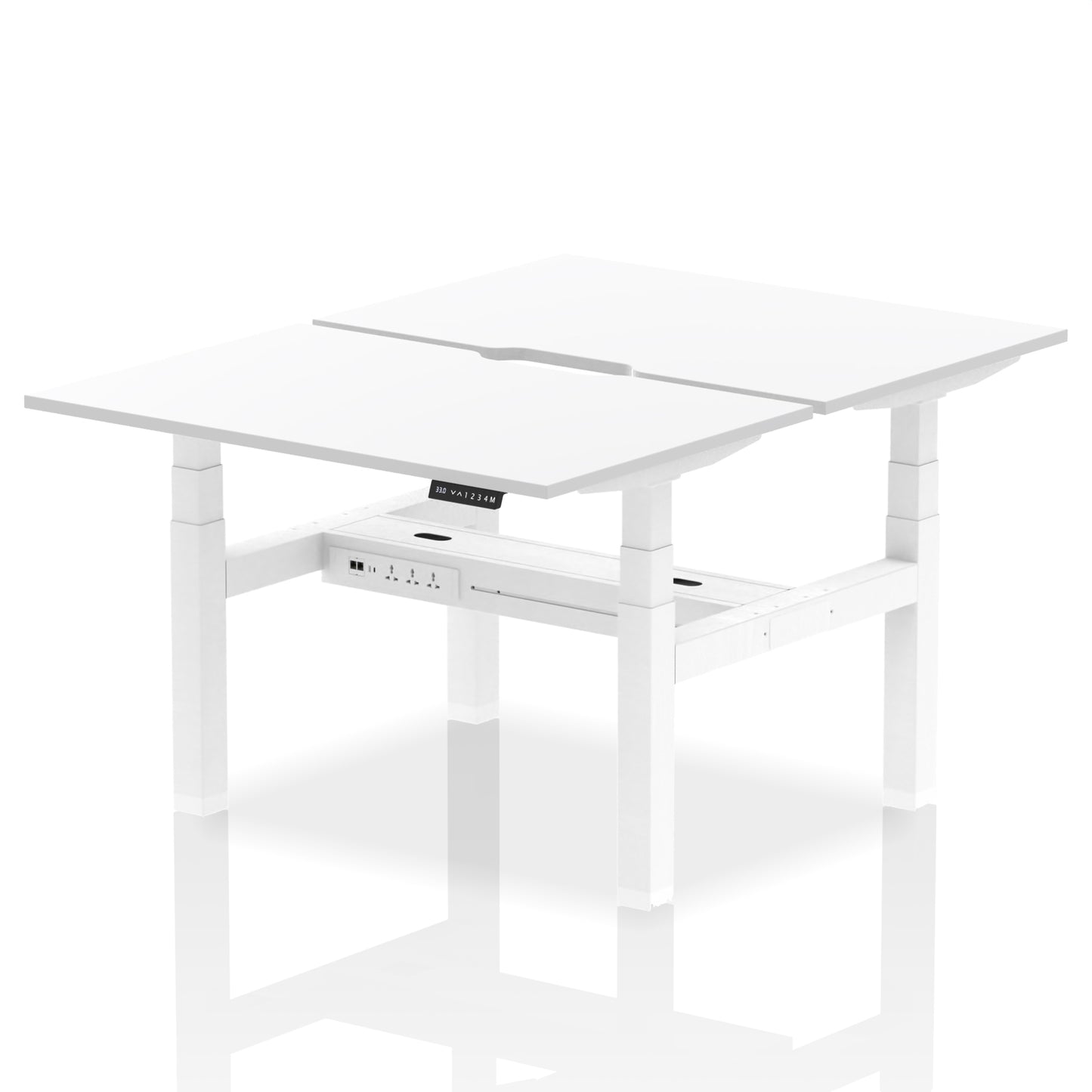 Air Back-to-Back Scalloped Edge Height Adjustable Bench Desk - 2 Person - 1200mm, 1400mm, 1600mm - Multiple Colour Options