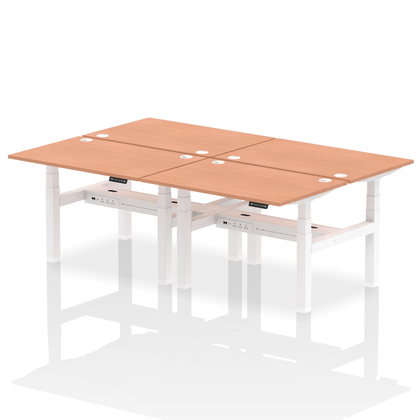 Air Back-to-Back Height Adjustable Bench Desk - 4 Person - 1200mm, 1400mm, 1600mm, 1800mm - Multiple Colour Options