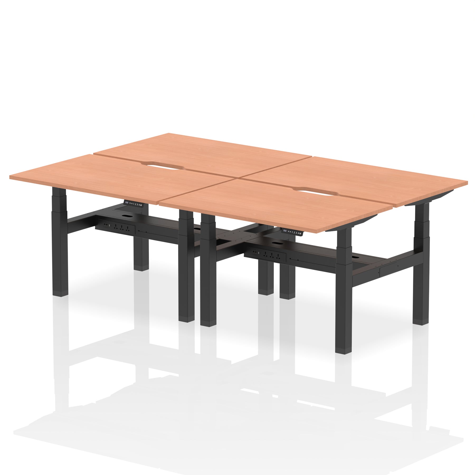 Air Back-to-Back Scalloped Edge Height Adjustable Bench Desk - 4 Person - 1200mm, 1400mm, 1600mm - Multiple Colour Options