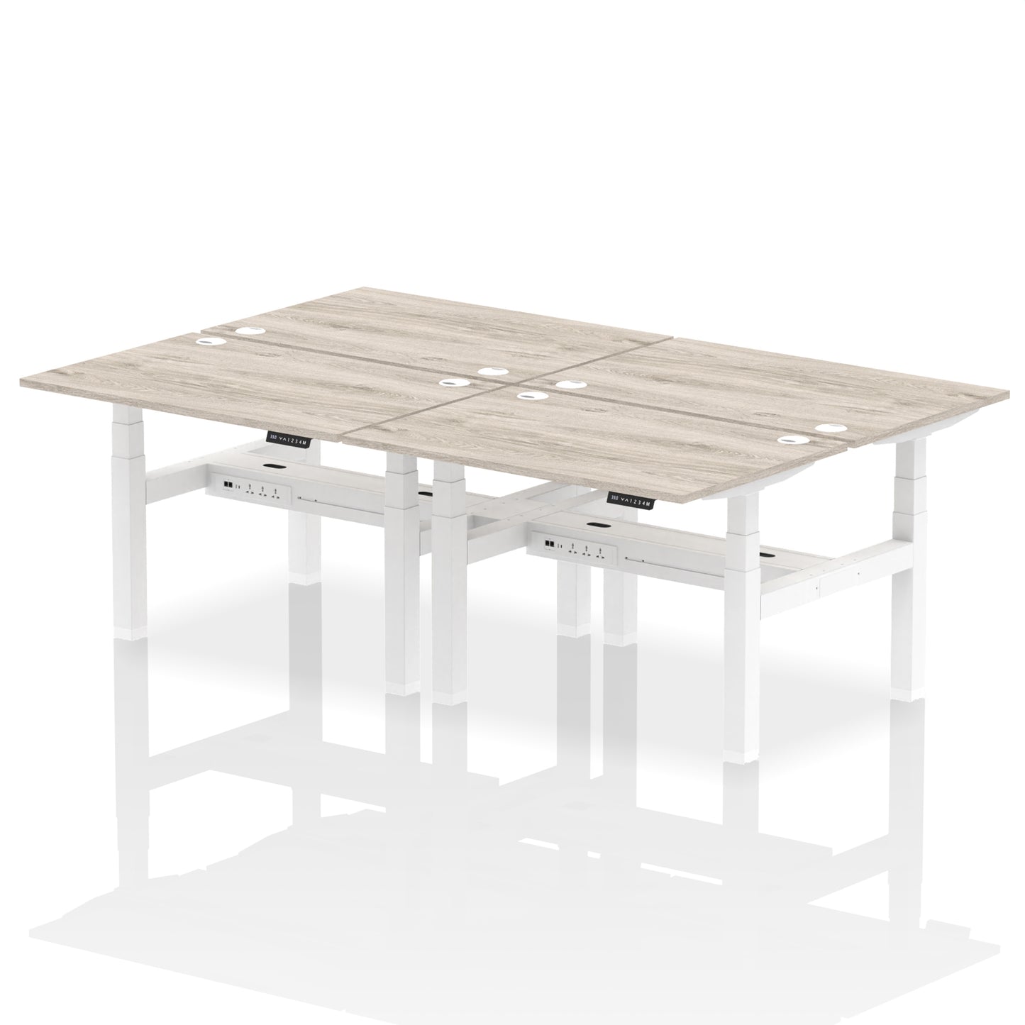 Air Back-to-Back Height Adjustable Bench Desk - 4 Person - 1200mm, 1400mm, 1600mm, 1800mm - Multiple Colour Options