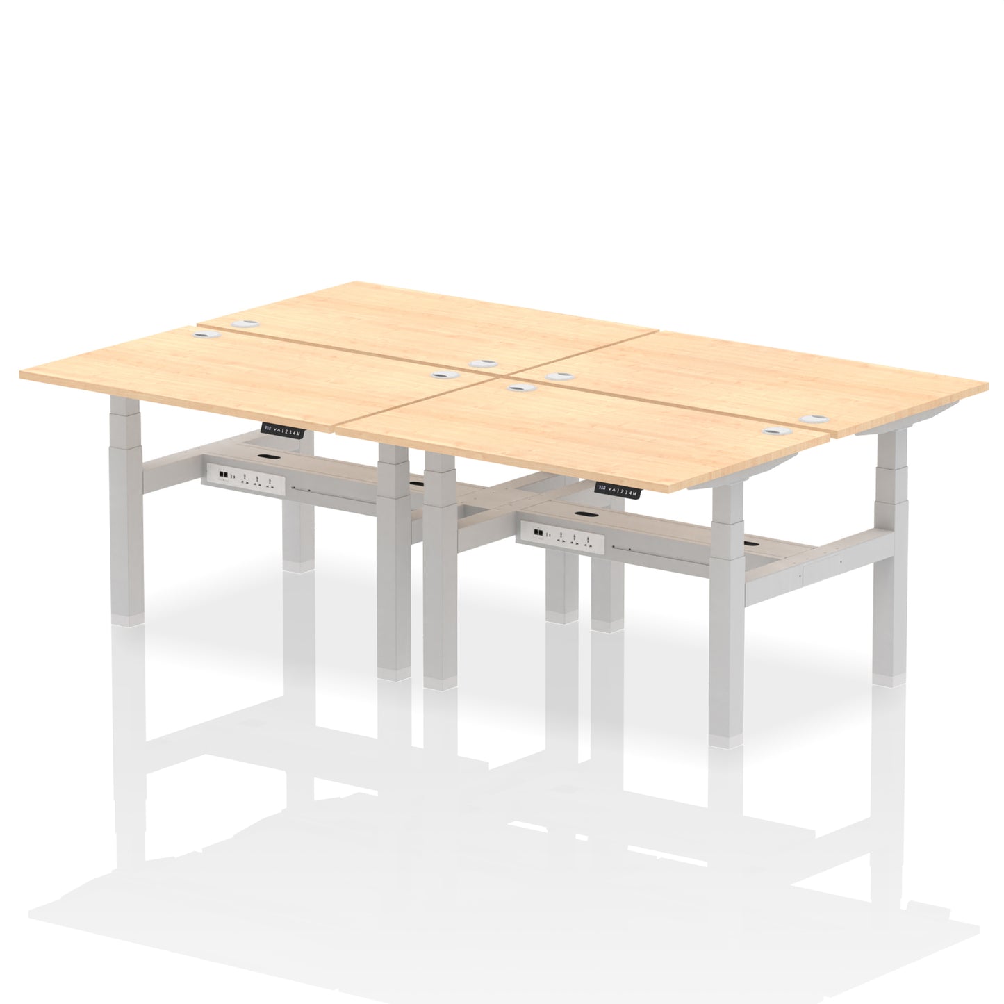 Air Back-to-Back Height Adjustable Bench Desk - 4 Person - 1200mm, 1400mm, 1600mm, 1800mm - Multiple Colour Options