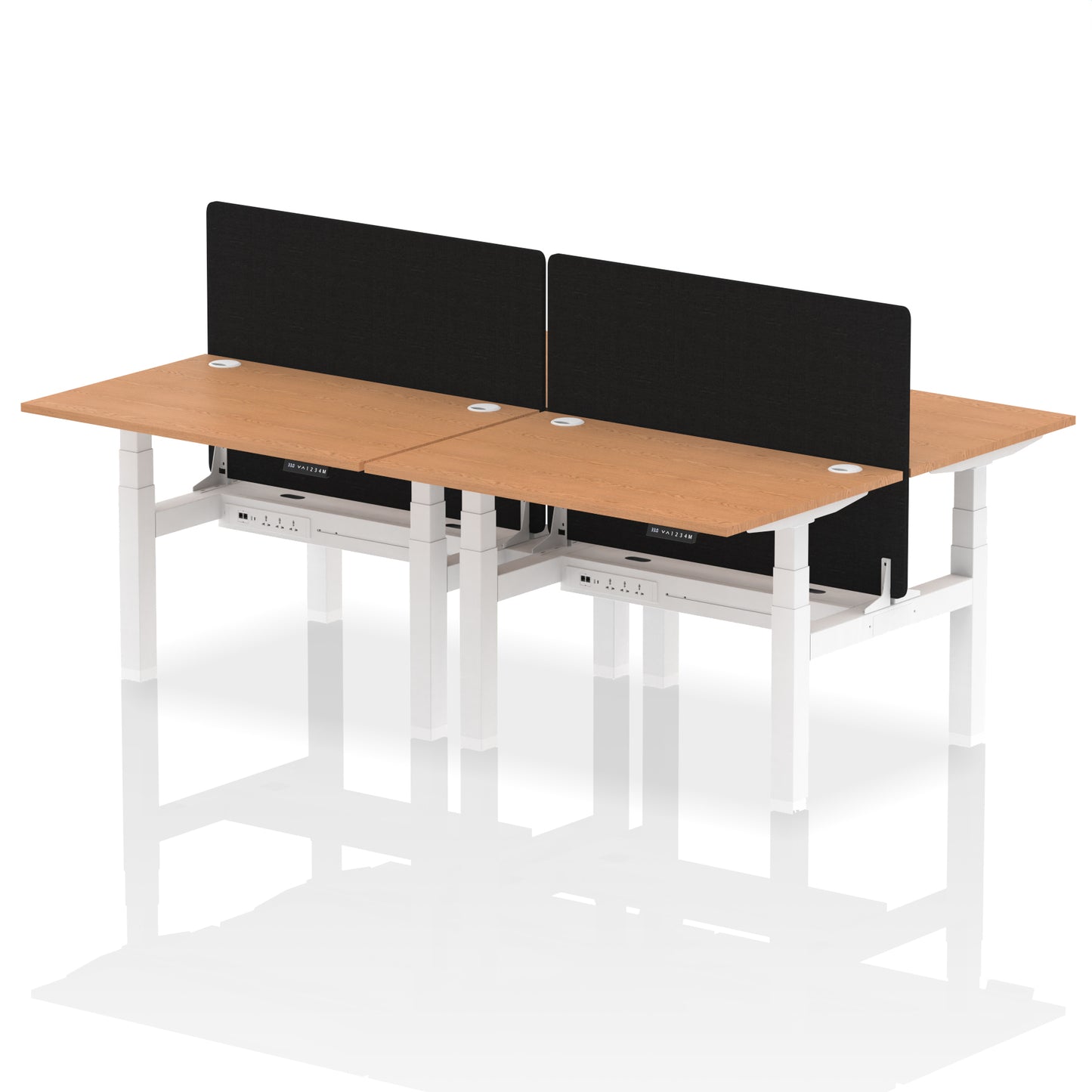 Air Back-to-Back Height Adjustable Bench Desk - 4 Person with Black Straight Screen - 1200mm, 1400mm, 1600mm, 1800mm - Multiple Colour Options