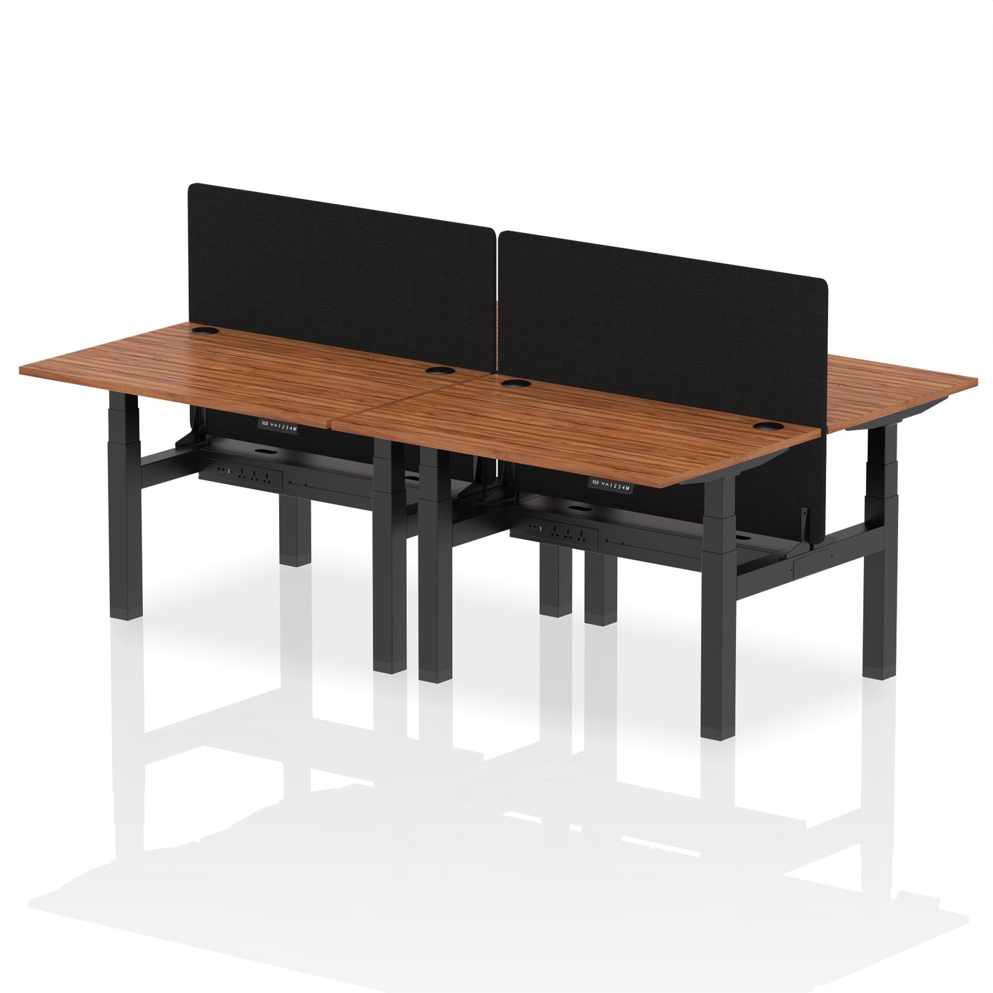 Air Back-to-Back Height Adjustable Bench Desk - 4 Person with Black Straight Screen - 1200mm, 1400mm, 1600mm, 1800mm - Multiple Colour Options