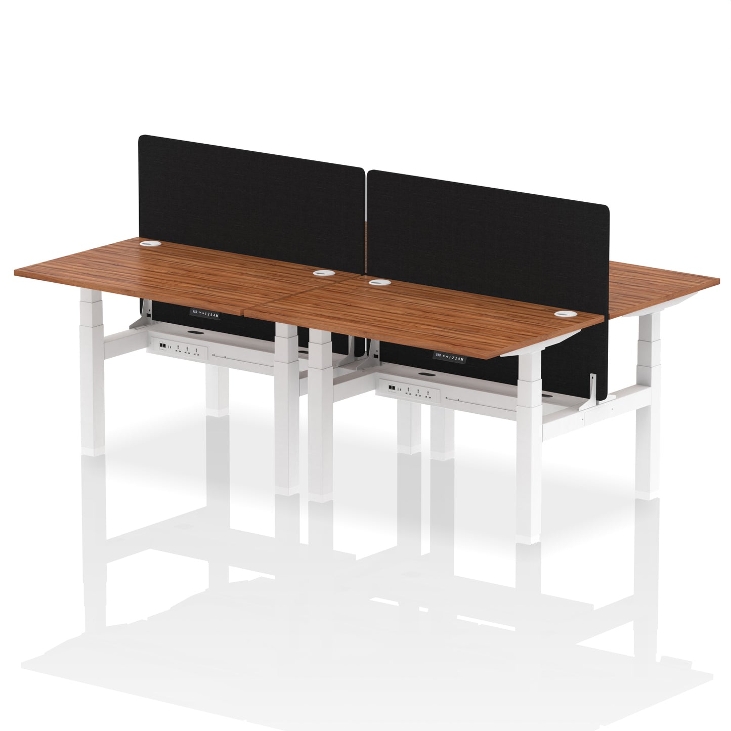 Air Back-to-Back Height Adjustable Bench Desk - 4 Person with Black Straight Screen - 1200mm, 1400mm, 1600mm, 1800mm - Multiple Colour Options