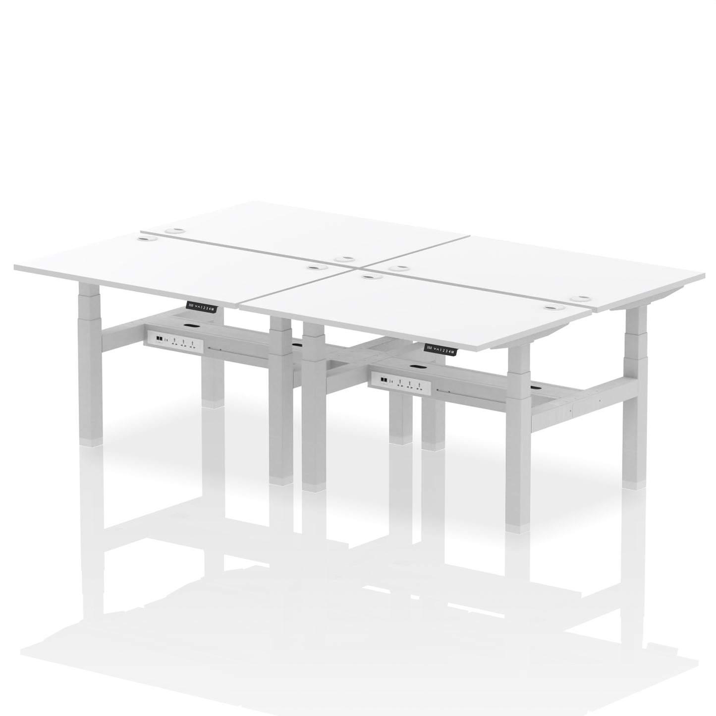 Air Back-to-Back Height Adjustable Bench Desk - 4 Person - 1200mm, 1400mm, 1600mm, 1800mm - Multiple Colour Options