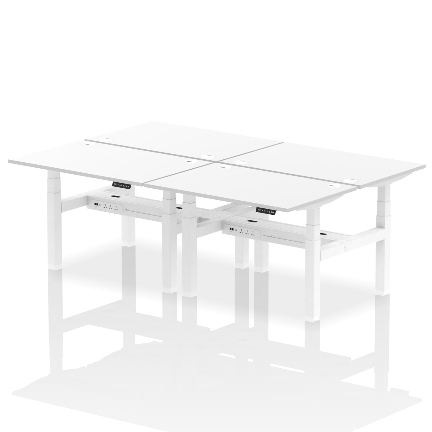 Air Back-to-Back Height Adjustable Bench Desk - 4 Person - 1200mm, 1400mm, 1600mm, 1800mm - Multiple Colour Options