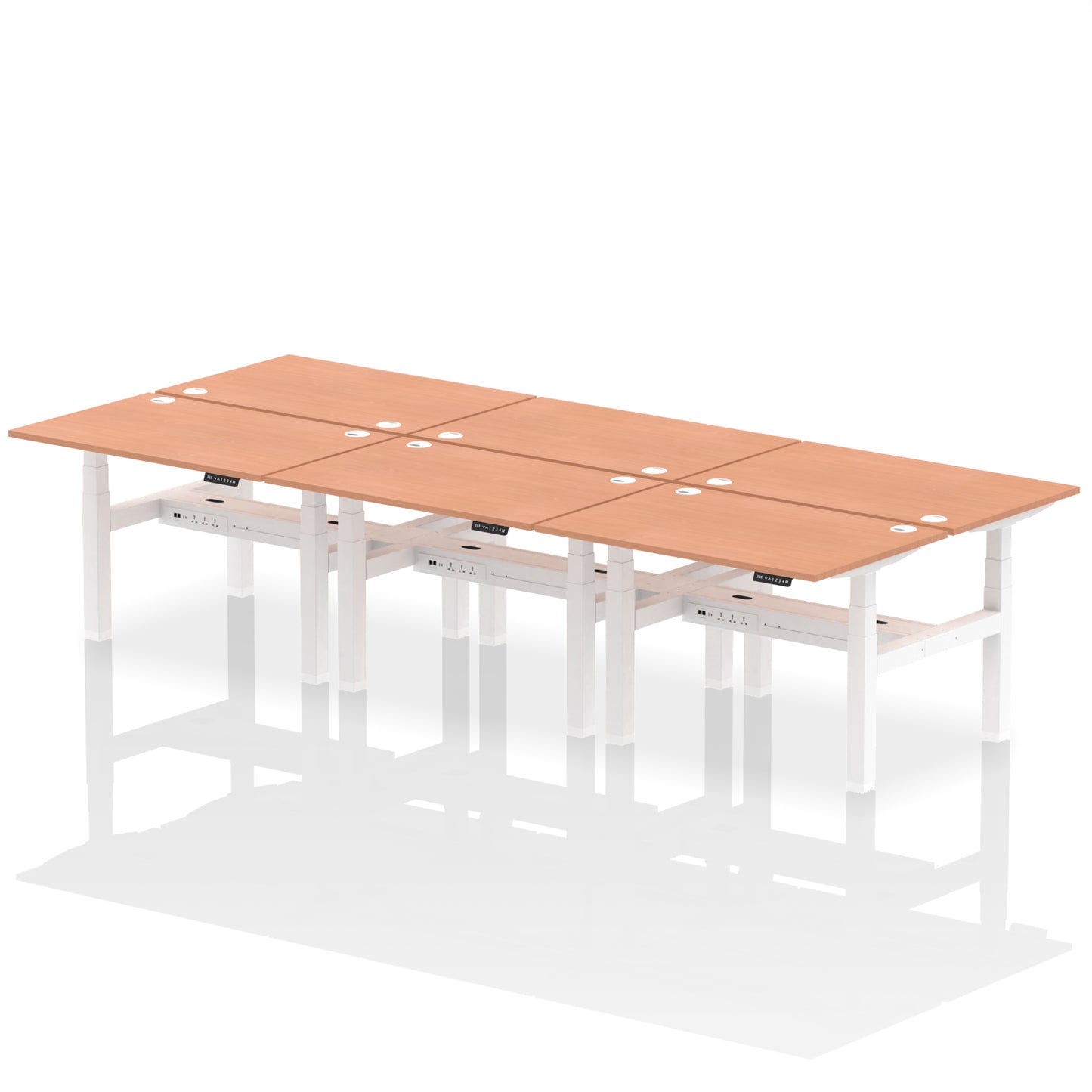 Air Back-to-Back Height Adjustable Bench Desk - 6 Person - 1200mm, 1400mm, 1600mm, 1800mm - Multiple Colour Options