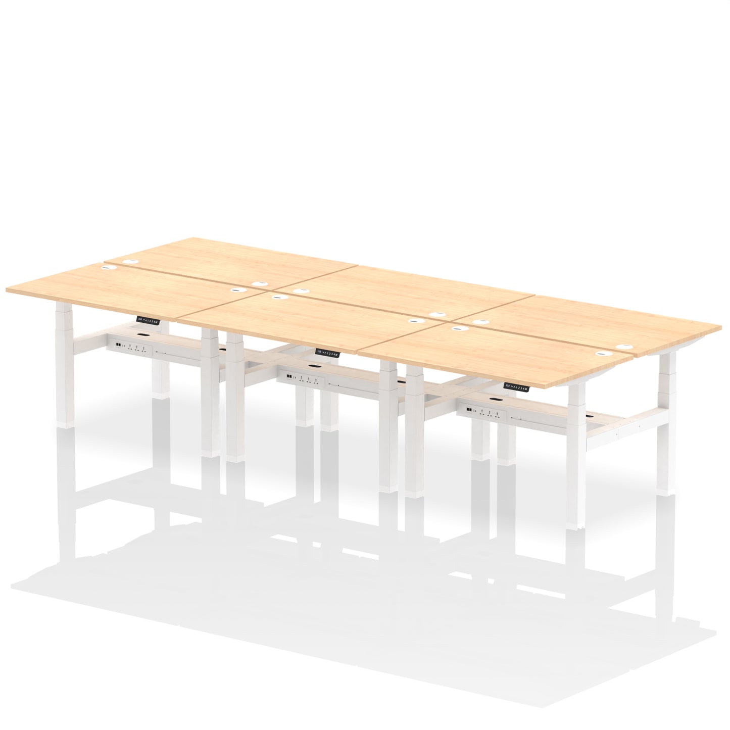 Air Back-to-Back Height Adjustable Bench Desk - 6 Person - 1200mm, 1400mm, 1600mm, 1800mm - Multiple Colour Options