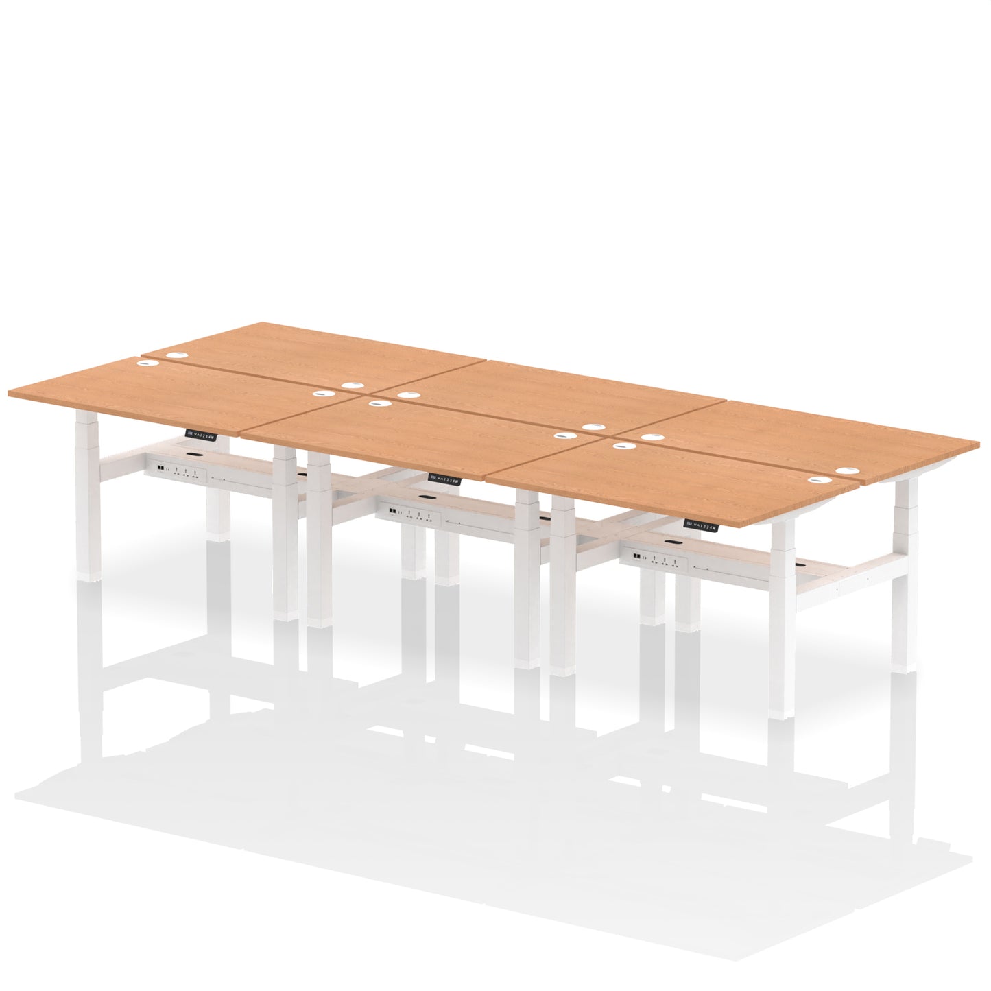 Air Back-to-Back Height Adjustable Bench Desk - 6 Person - 1200mm, 1400mm, 1600mm, 1800mm - Multiple Colour Options
