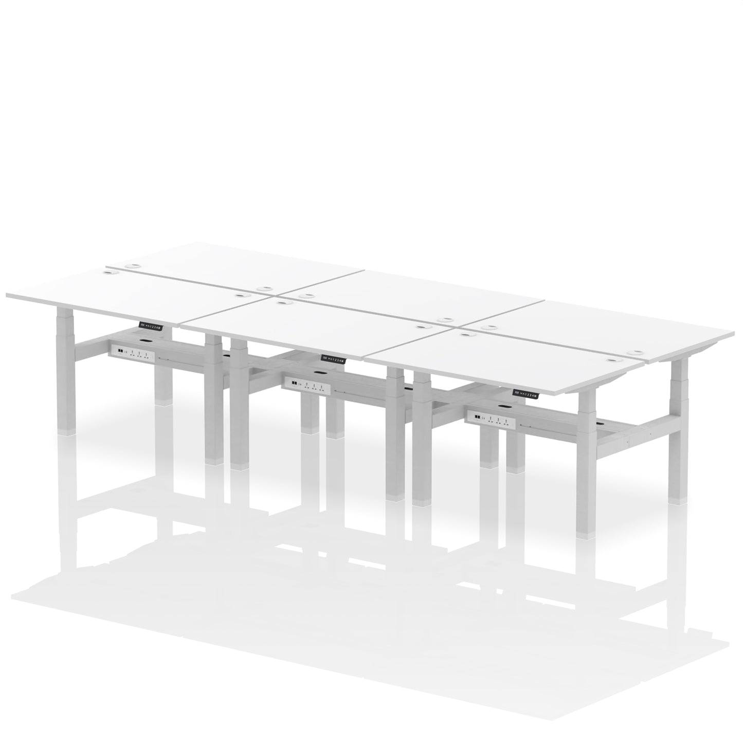 Air Back-to-Back Height Adjustable Bench Desk - 6 Person - 1200mm, 1400mm, 1600mm, 1800mm - Multiple Colour Options