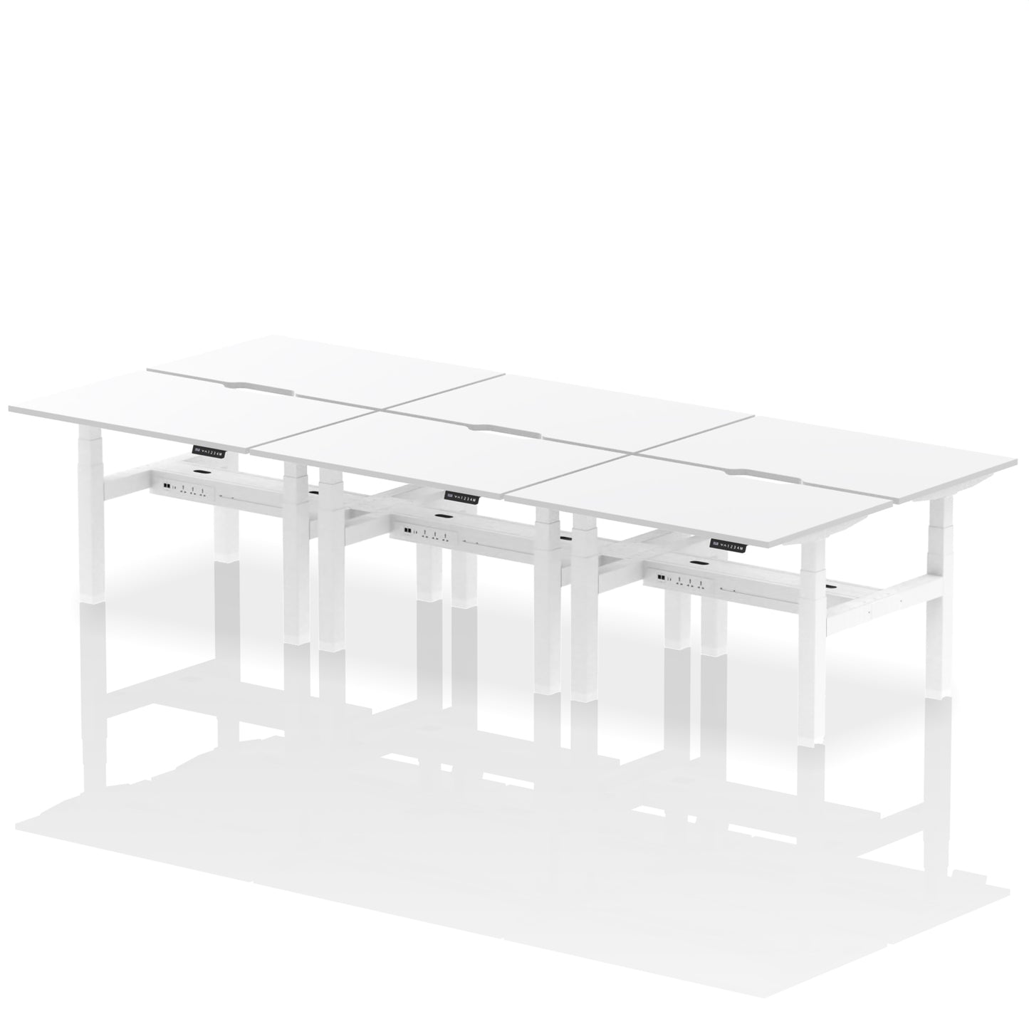 Air Back-to-Back Scalloped Edge Height Adjustable Bench Desk - 6 Person - 1200mm, 1400mm, 1600mm - Multiple Colour Options