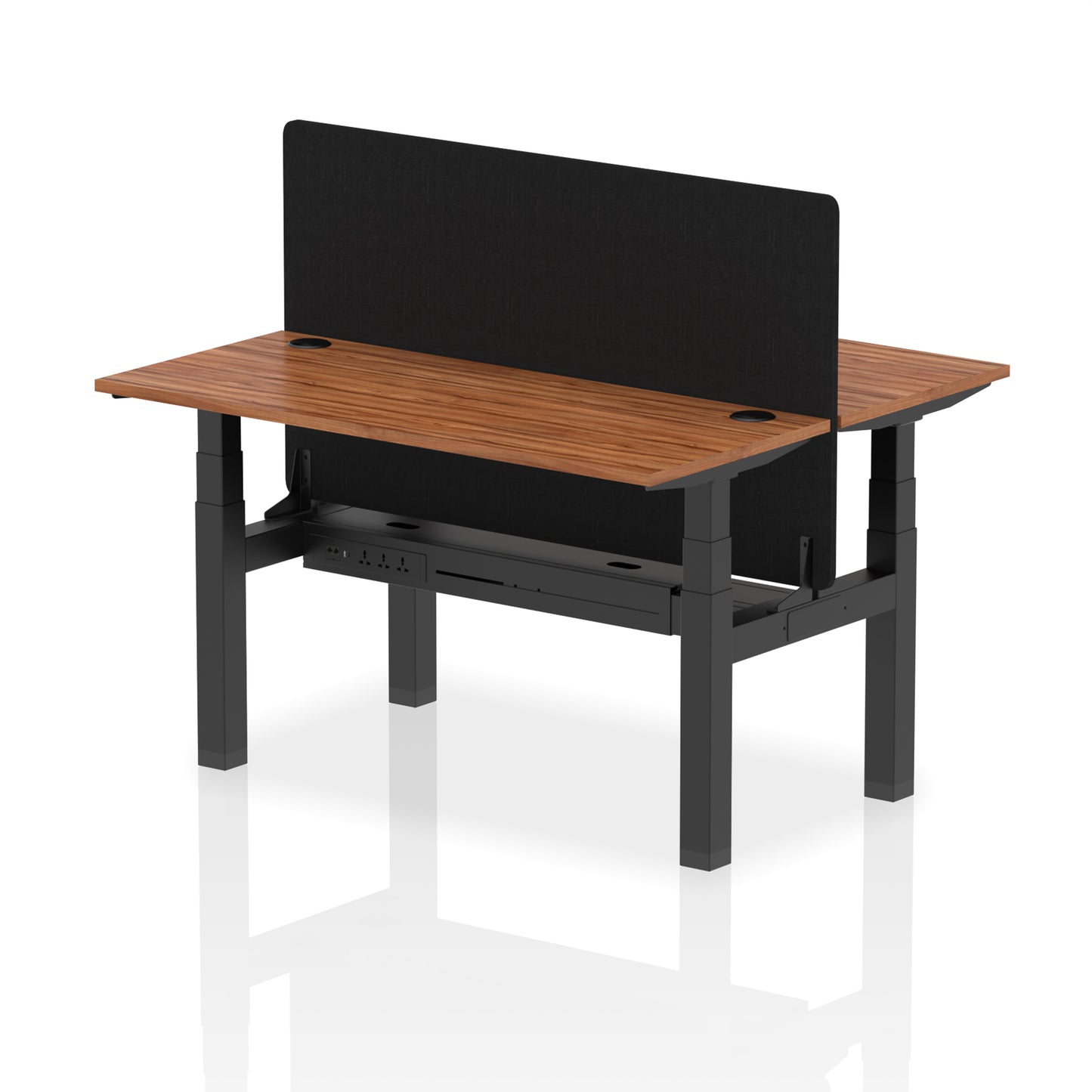 Air Back-to-Back Slimline Height Adjustable Bench Desk - 2 Person with Black Straight Screen - 1200mm, 1400mm, 1600mm, 1800mm - Multiple Colour Options