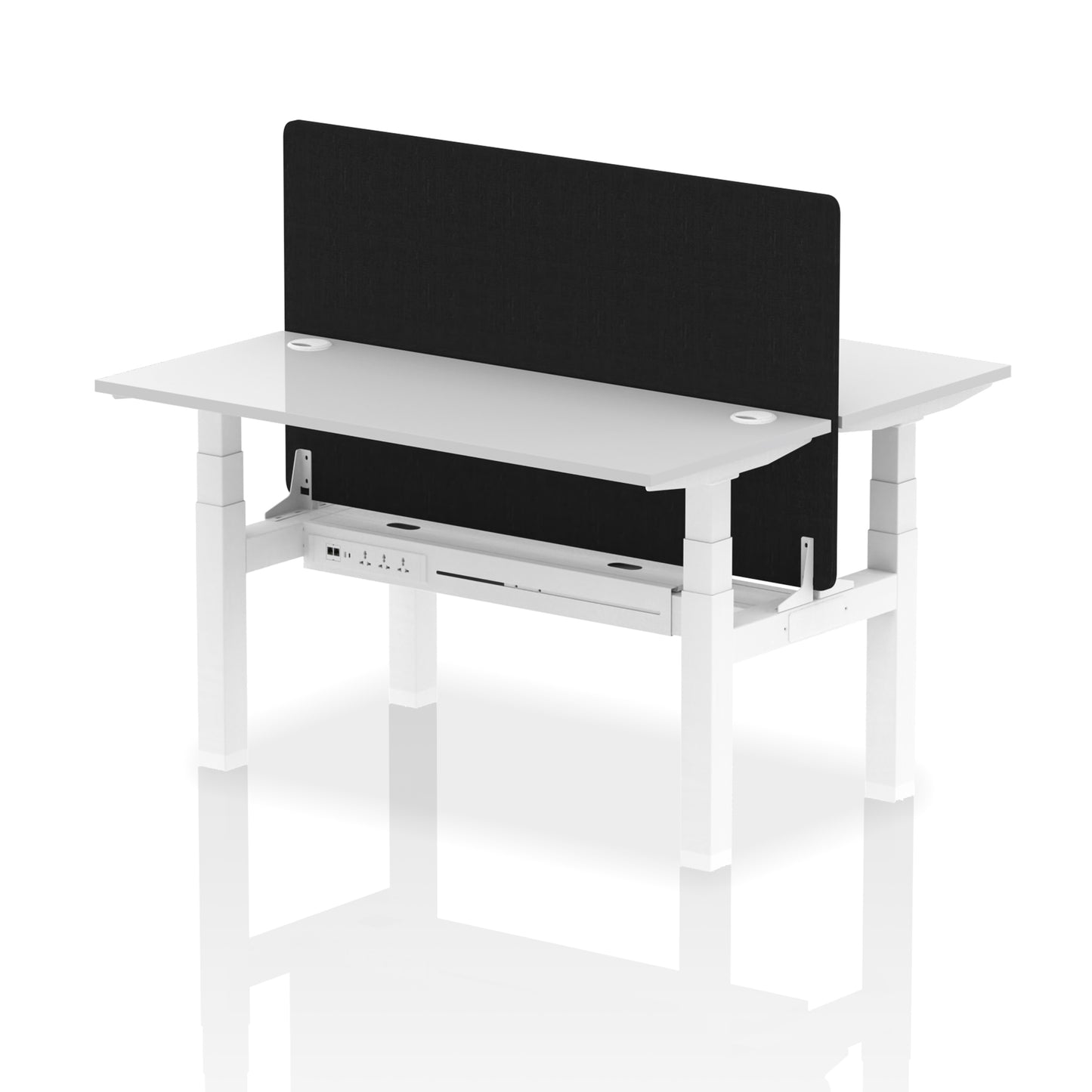 Air Back-to-Back Slimline Height Adjustable Bench Desk - 2 Person with Black Straight Screen - 1200mm, 1400mm, 1600mm, 1800mm - Multiple Colour Options