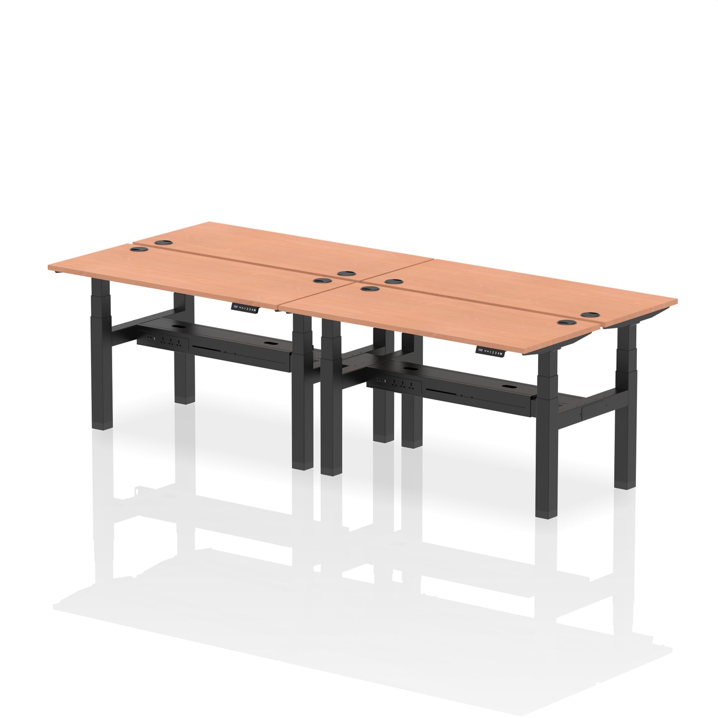 Air Back-to-Back Slimline Height Adjustable Bench Desk - 4 Person - 1200mm, 1400mm, 1600mm, 1800mm - Multiple Colour Options