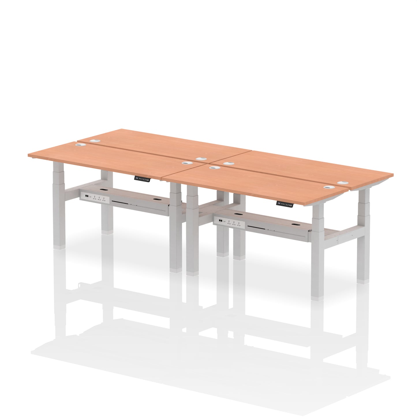 Air Back-to-Back Slimline Height Adjustable Bench Desk - 4 Person - 1200mm, 1400mm, 1600mm, 1800mm - Multiple Colour Options