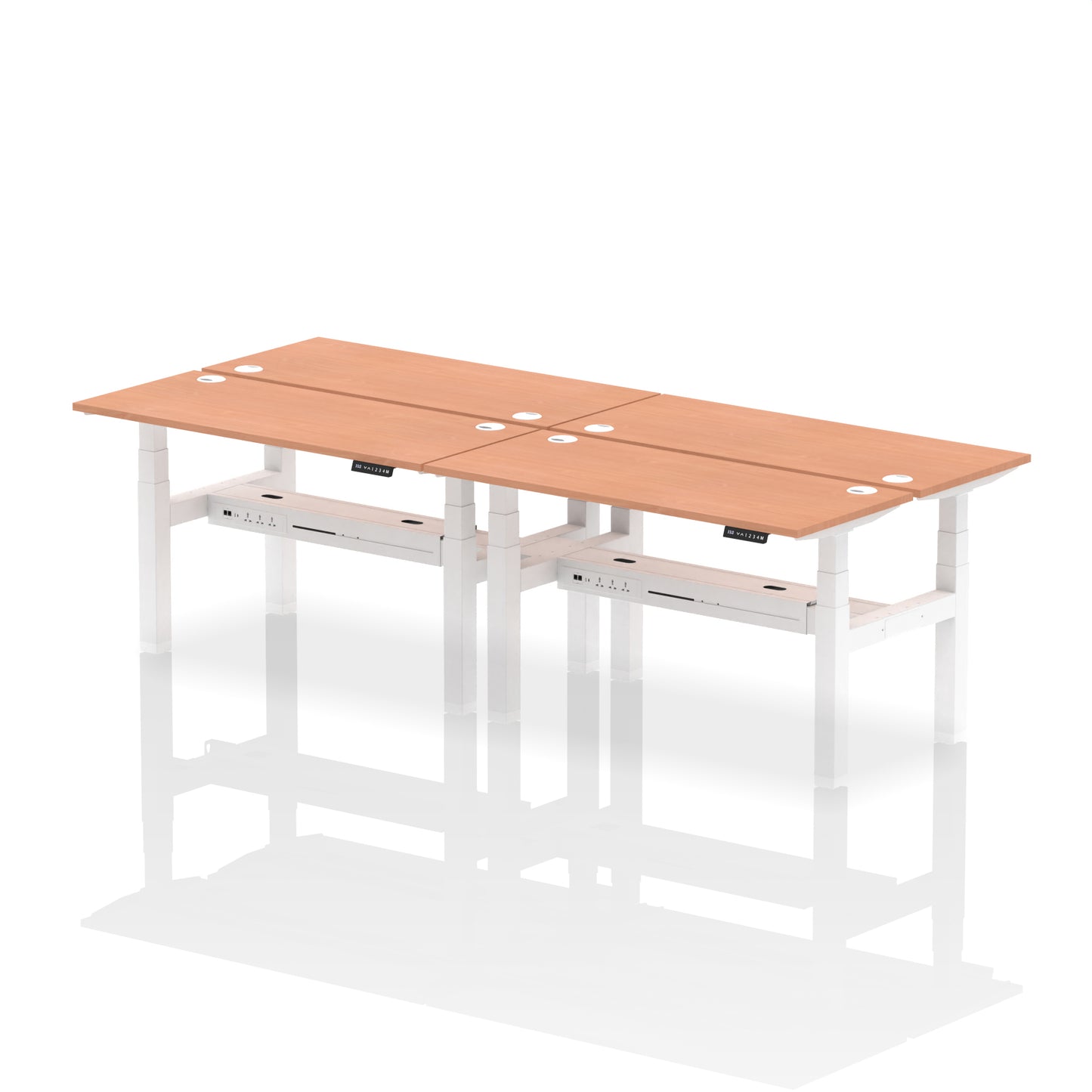 Air Back-to-Back Slimline Height Adjustable Bench Desk - 4 Person - 1200mm, 1400mm, 1600mm, 1800mm - Multiple Colour Options
