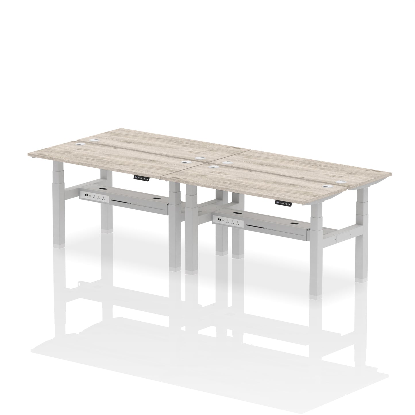Air Back-to-Back Slimline Height Adjustable Bench Desk - 4 Person - 1200mm, 1400mm, 1600mm, 1800mm - Multiple Colour Options