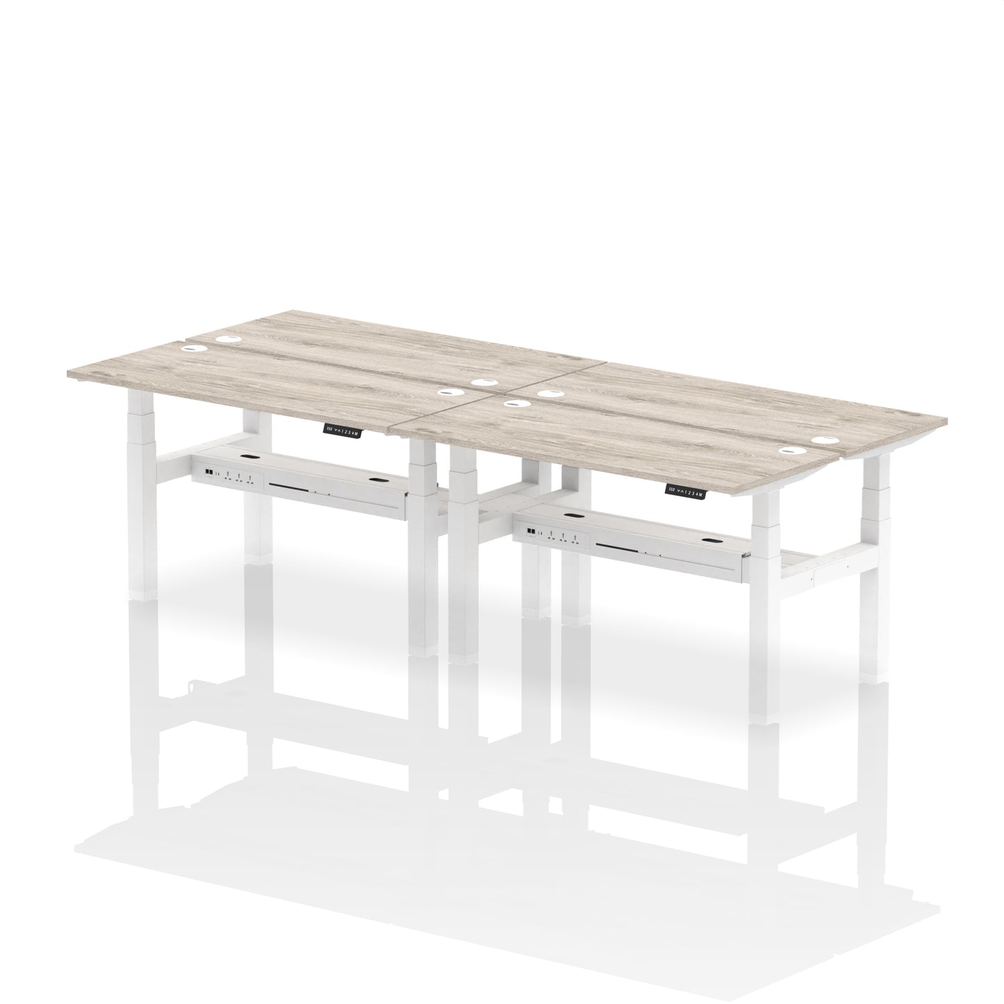 Air Back-to-Back Slimline Height Adjustable Bench Desk - 4 Person - 1200mm, 1400mm, 1600mm, 1800mm - Multiple Colour Options