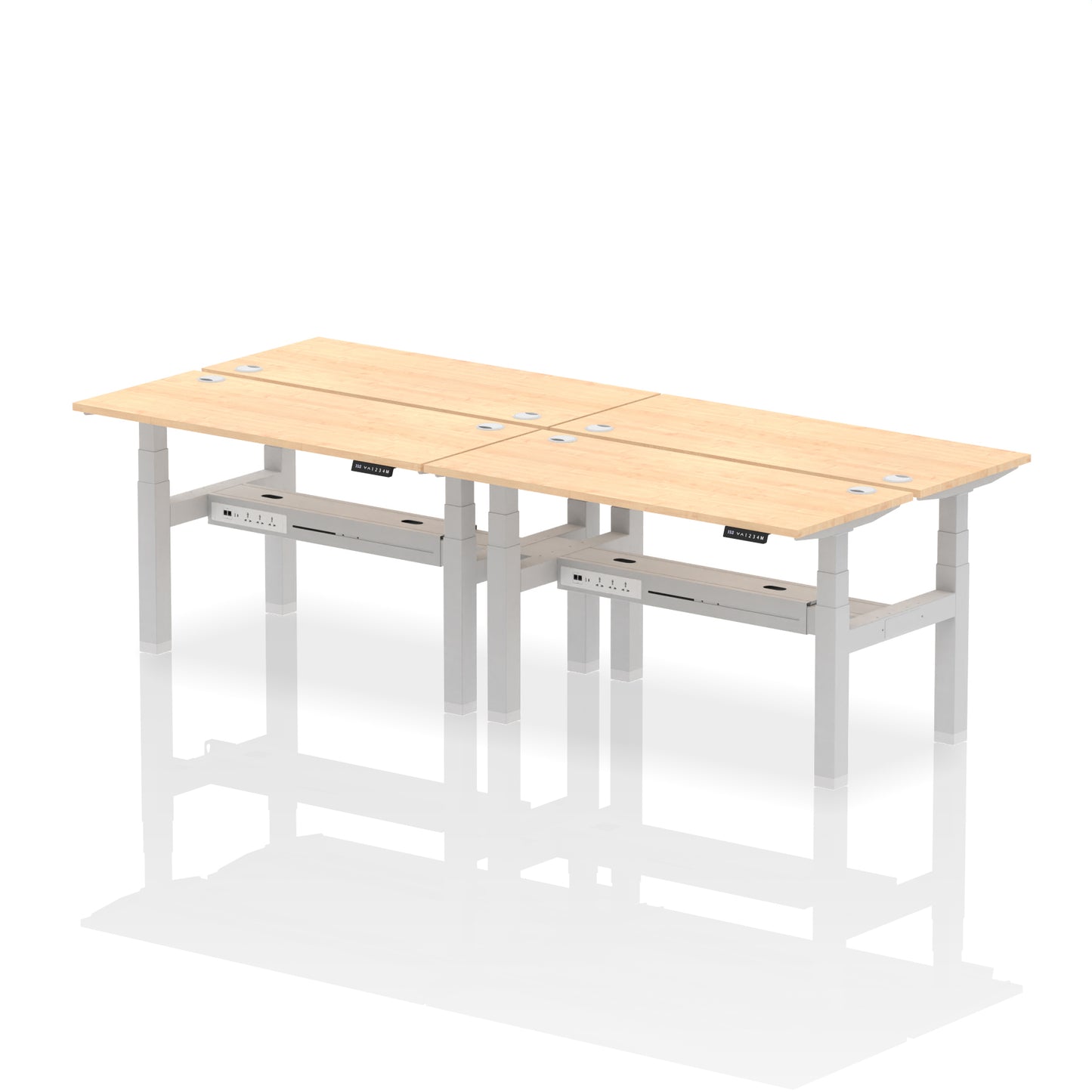 Air Back-to-Back Slimline Height Adjustable Bench Desk - 4 Person - 1200mm, 1400mm, 1600mm, 1800mm - Multiple Colour Options