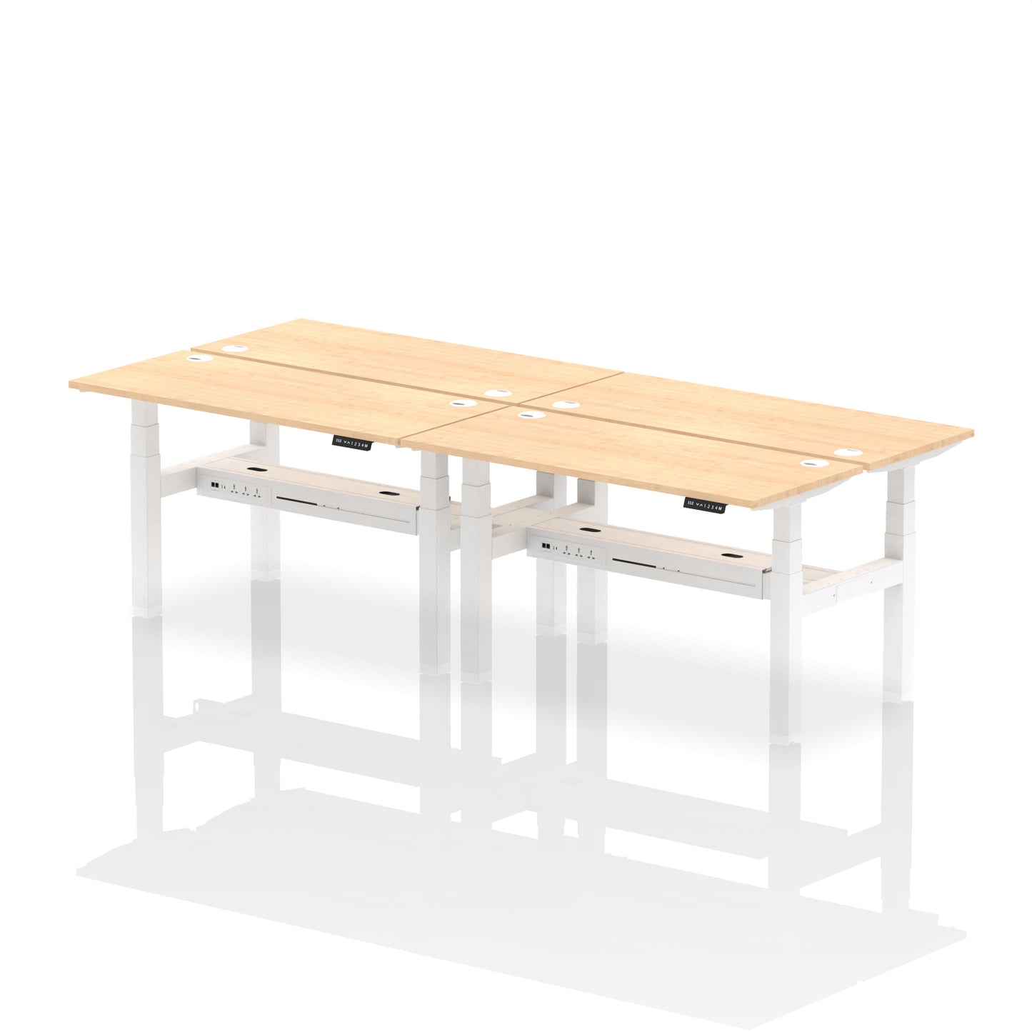 Air Back-to-Back Slimline Height Adjustable Bench Desk - 4 Person - 1200mm, 1400mm, 1600mm, 1800mm - Multiple Colour Options