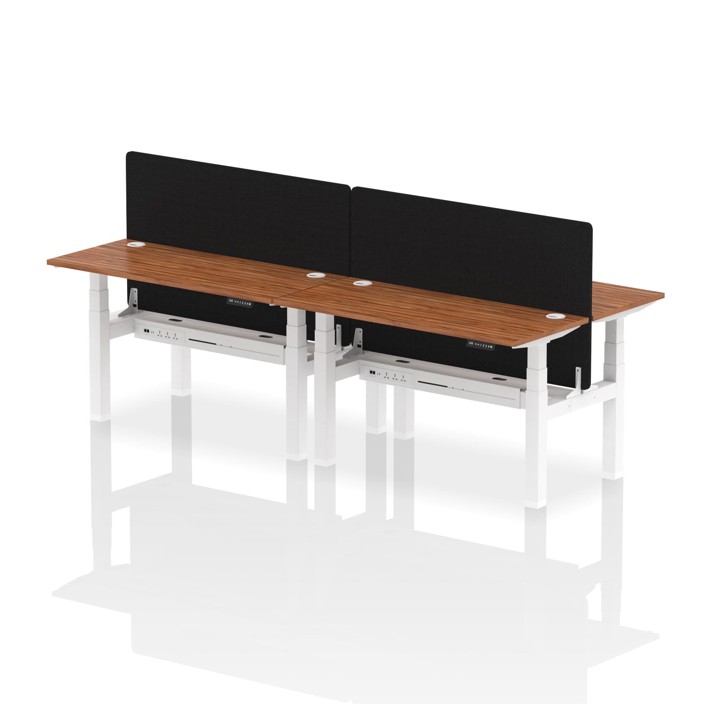 Air Back-to-Back Slimline Height Adjustable Bench Desk - 4 Person with Black Straight Screen - 1200mm, 1400mm, 1600mm, 1800mm - Multiple Colour Options