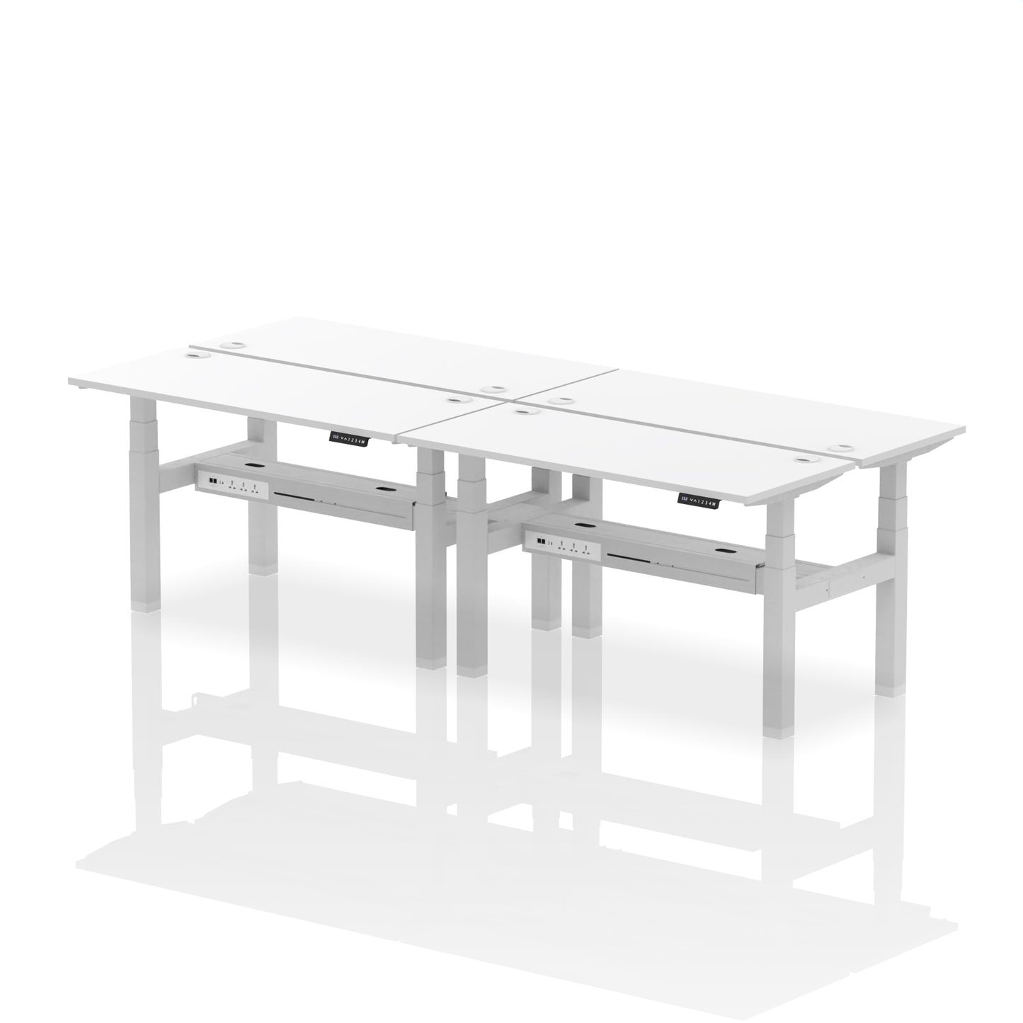 Air Back-to-Back Slimline Height Adjustable Bench Desk - 4 Person - 1200mm, 1400mm, 1600mm, 1800mm - Multiple Colour Options