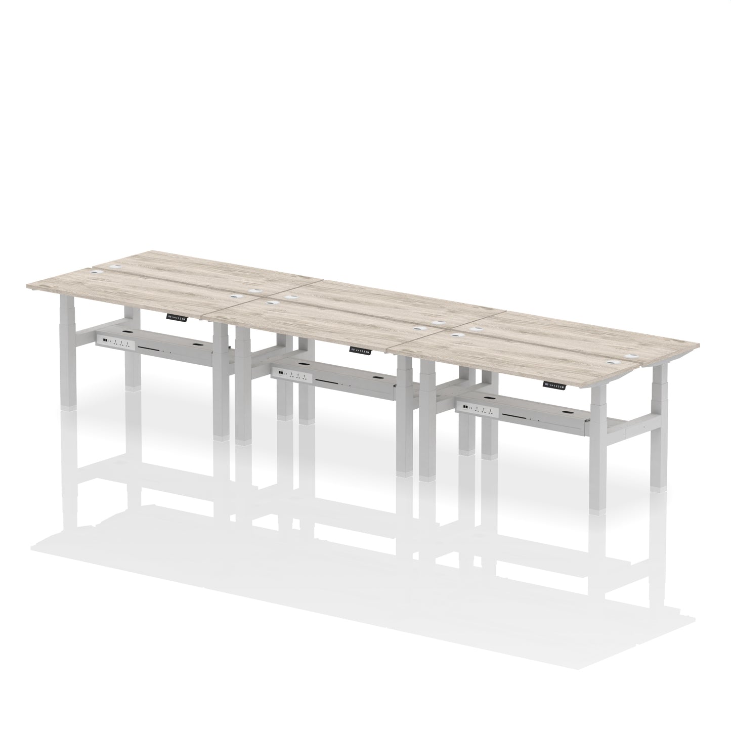 Air Back-to-Back Slimline Height Adjustable Bench Desk - 6 Person - 1200mm, 1400mm, 1600mm, 1800mm - Multiple Colour Options