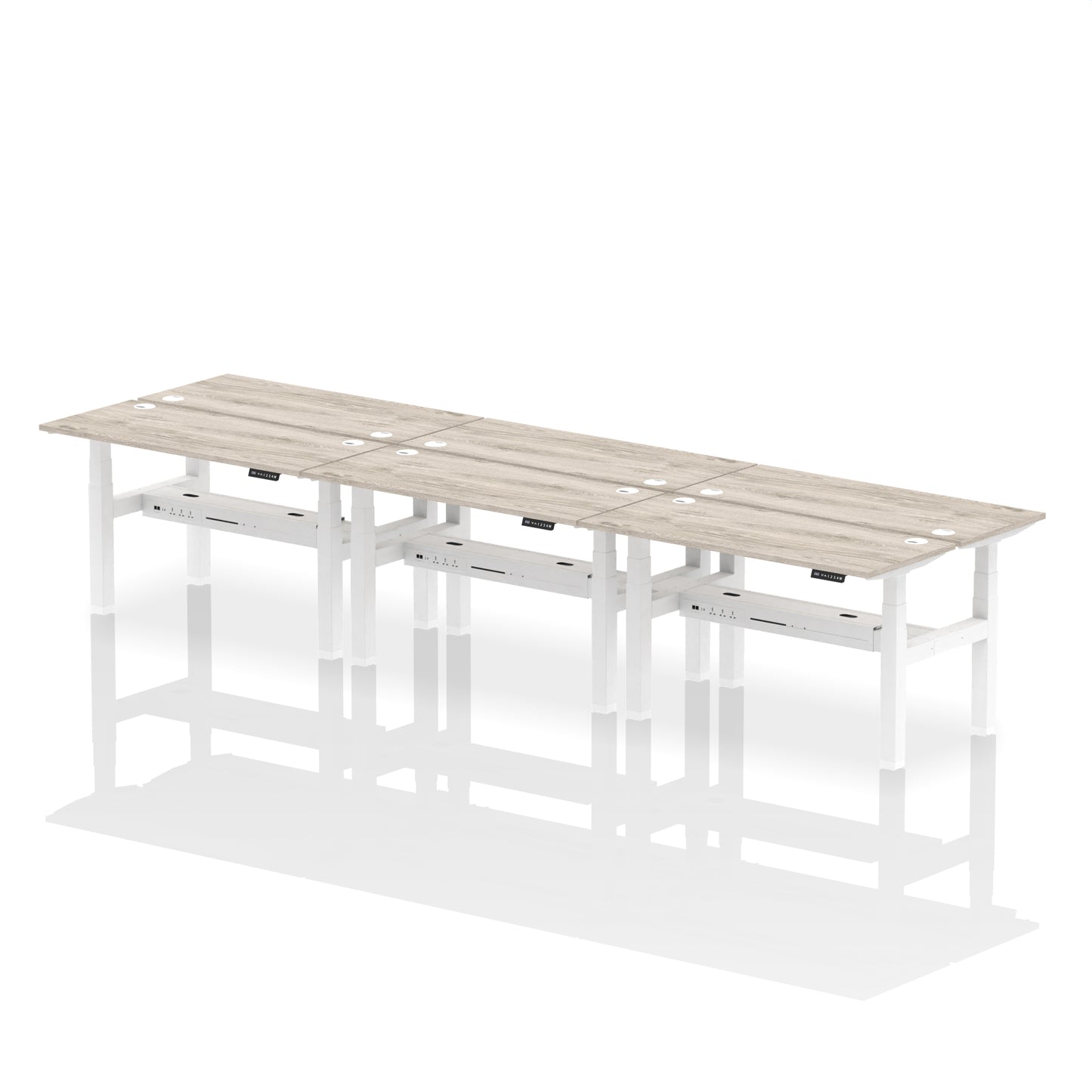 Air Back-to-Back Slimline Height Adjustable Bench Desk - 6 Person - 1200mm, 1400mm, 1600mm, 1800mm - Multiple Colour Options
