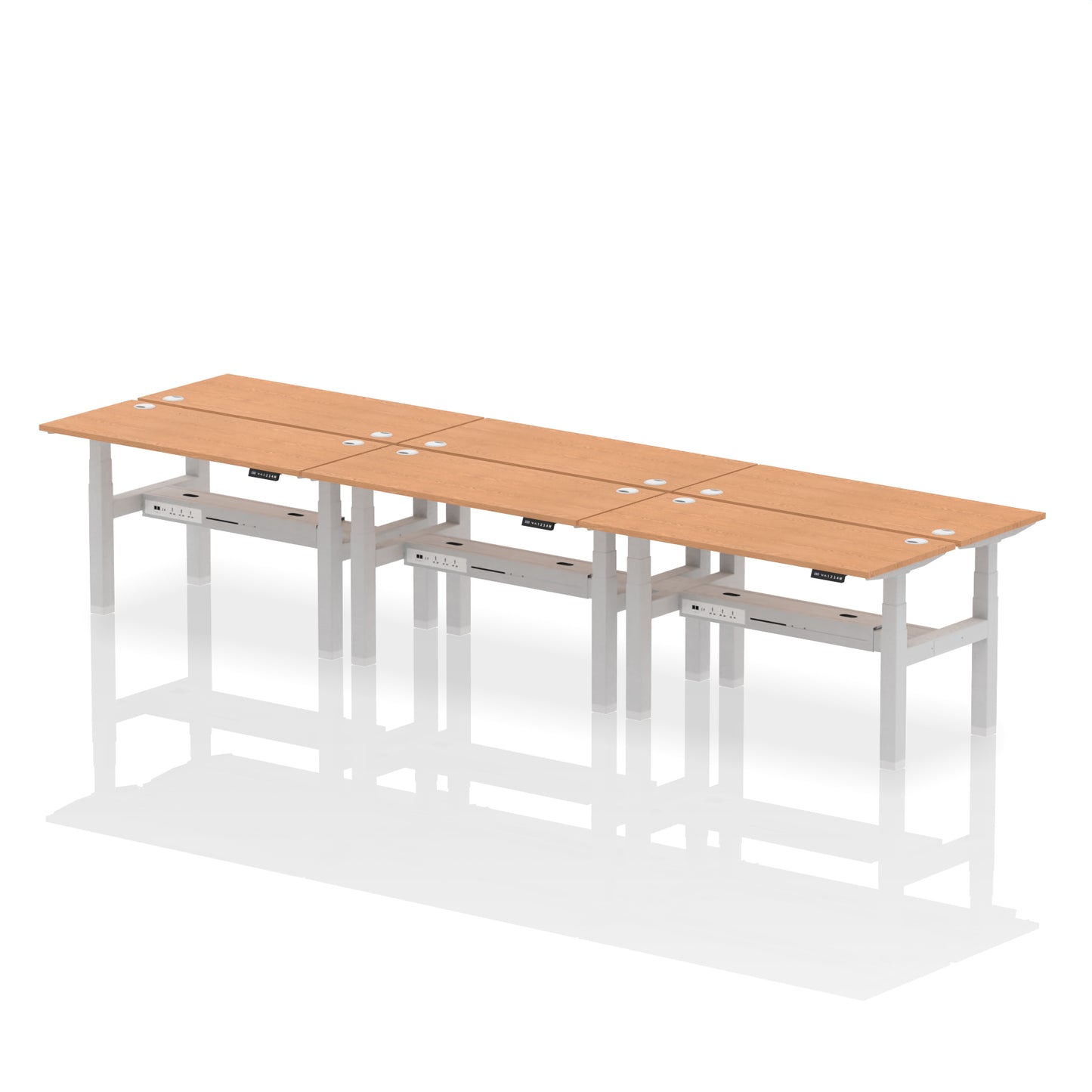 Air Back-to-Back Slimline Height Adjustable Bench Desk - 6 Person - 1200mm, 1400mm, 1600mm, 1800mm - Multiple Colour Options