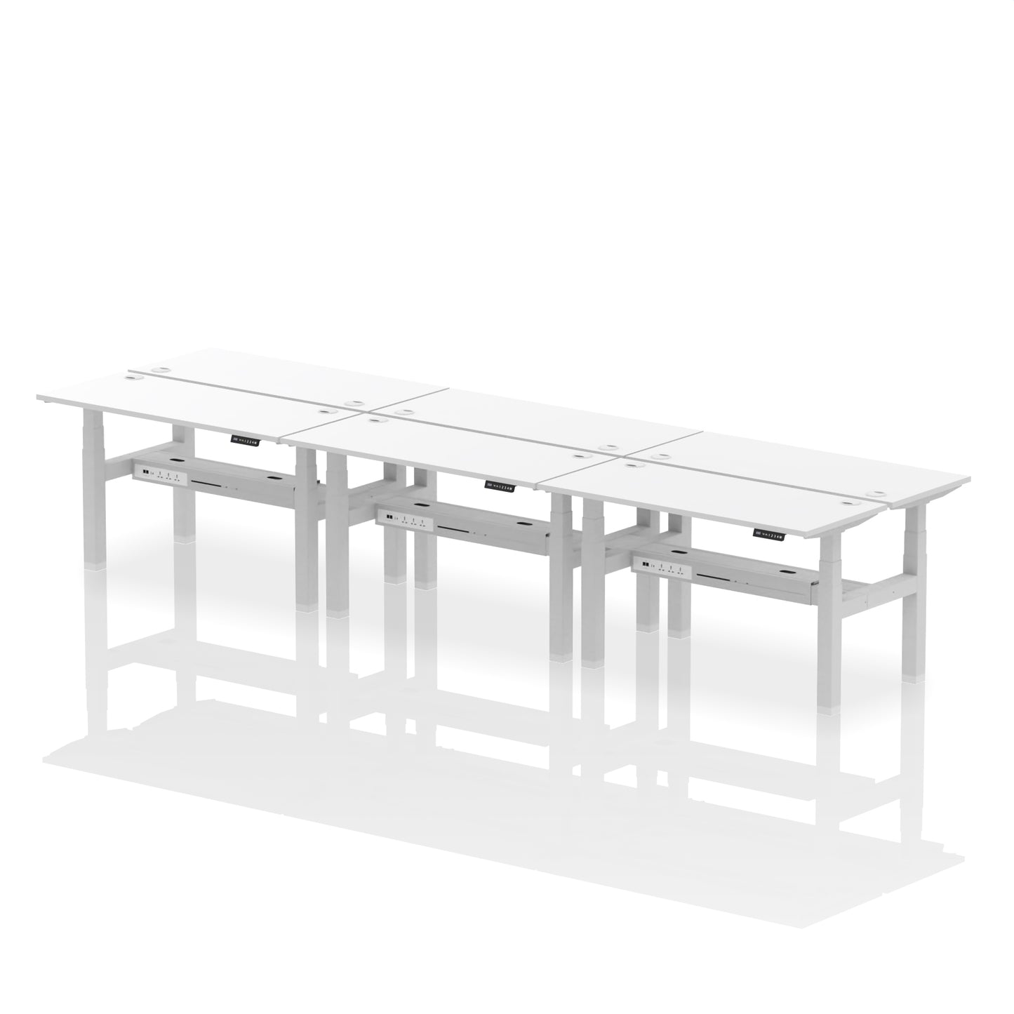 Air Back-to-Back Slimline Height Adjustable Bench Desk - 6 Person - 1200mm, 1400mm, 1600mm, 1800mm - Multiple Colour Options