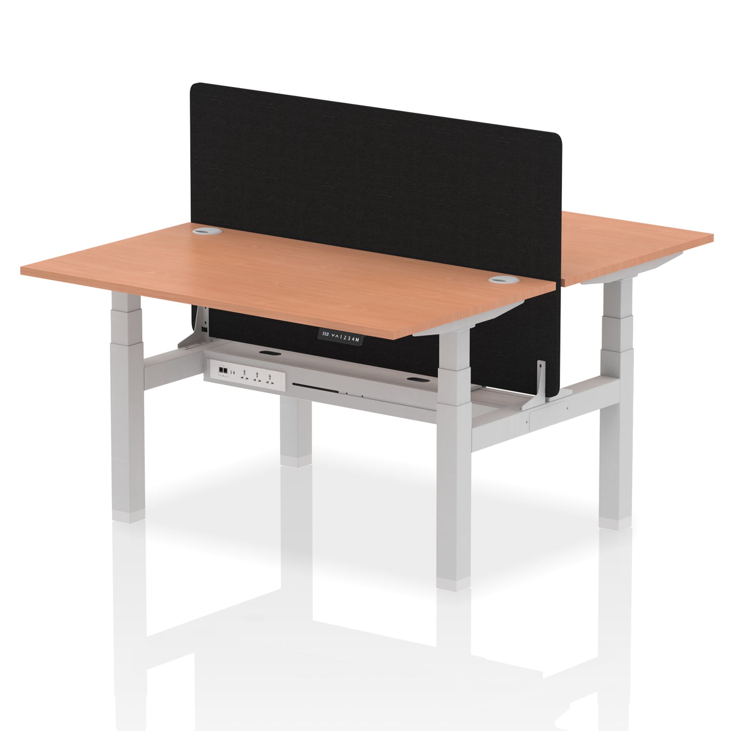 Air Back-to-Back Height Adjustable Bench Desk - 2 Person with Black Straight Screen - 1200mm, 1400mm, 1600mm, 1800mm - Multiple Colour Options
