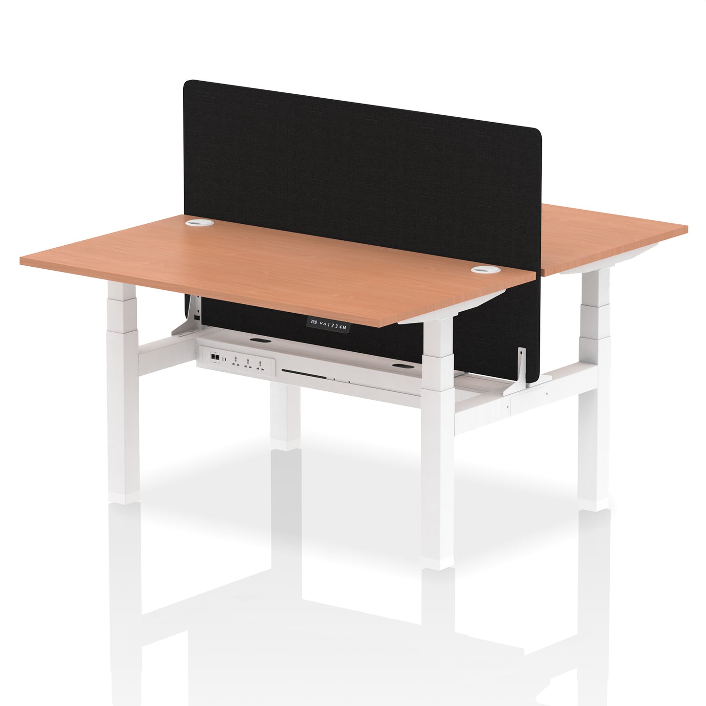 Air Back-to-Back Height Adjustable Bench Desk - 2 Person with Black Straight Screen - 1200mm, 1400mm, 1600mm, 1800mm - Multiple Colour Options