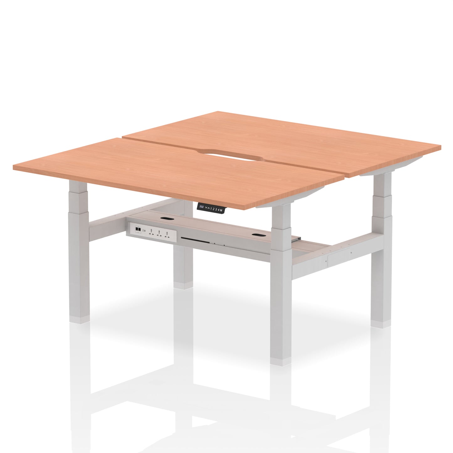 Air Back-to-Back Scalloped Edge Height Adjustable Bench Desk - 2 Person - 1200mm, 1400mm, 1600mm - Multiple Colour Options