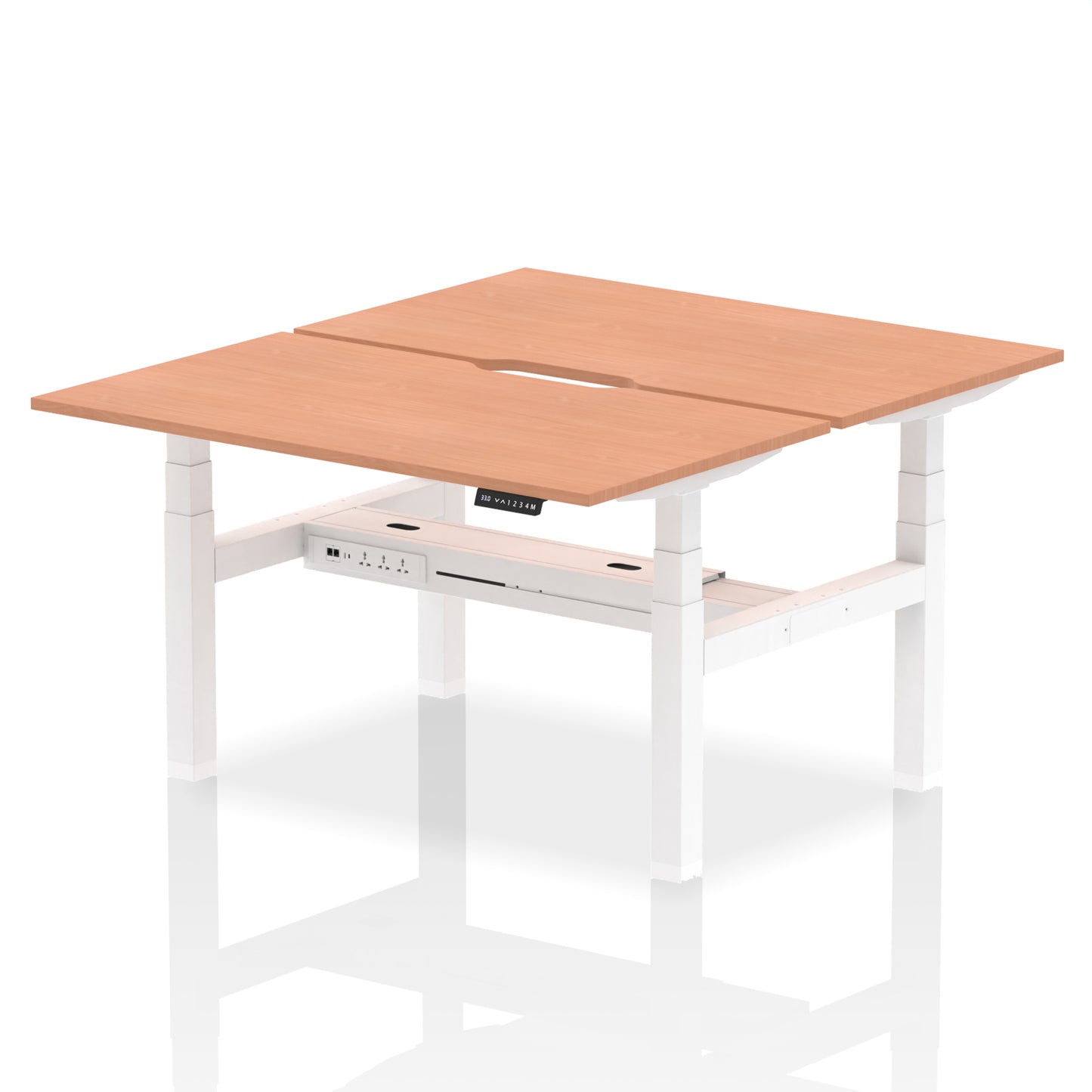 Air Back-to-Back Scalloped Edge Height Adjustable Bench Desk - 2 Person - 1200mm, 1400mm, 1600mm - Multiple Colour Options