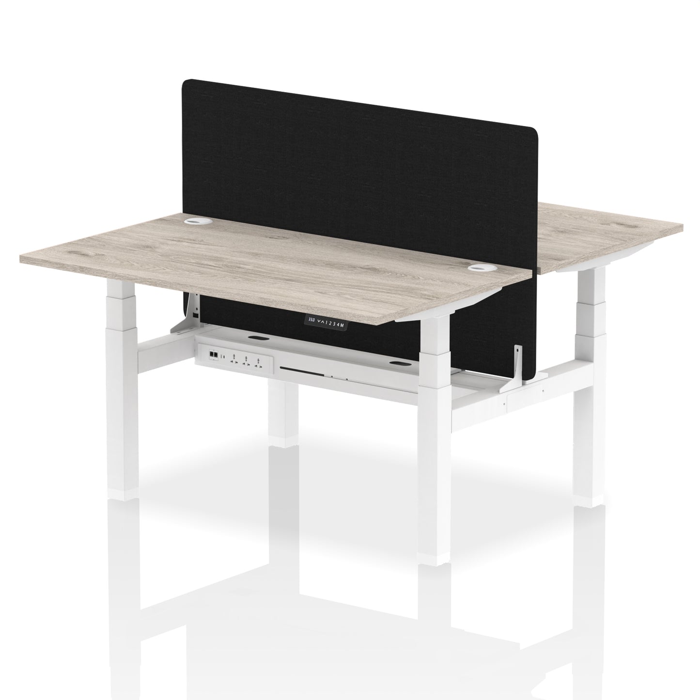 Air Back-to-Back Height Adjustable Bench Desk - 2 Person with Black Straight Screen - 1200mm, 1400mm, 1600mm, 1800mm - Multiple Colour Options