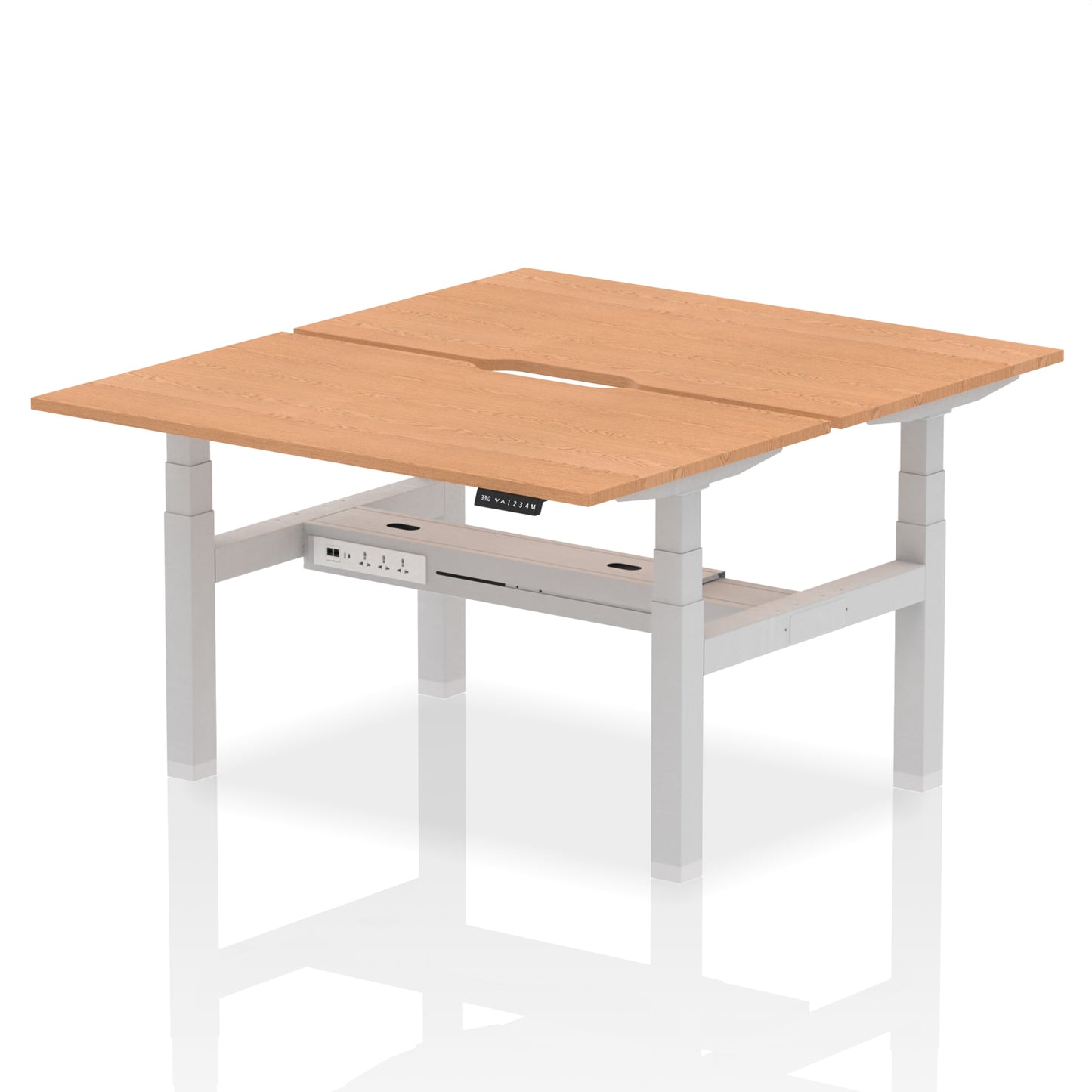 Air Back-to-Back Scalloped Edge Height Adjustable Bench Desk - 2 Person - 1200mm, 1400mm, 1600mm - Multiple Colour Options