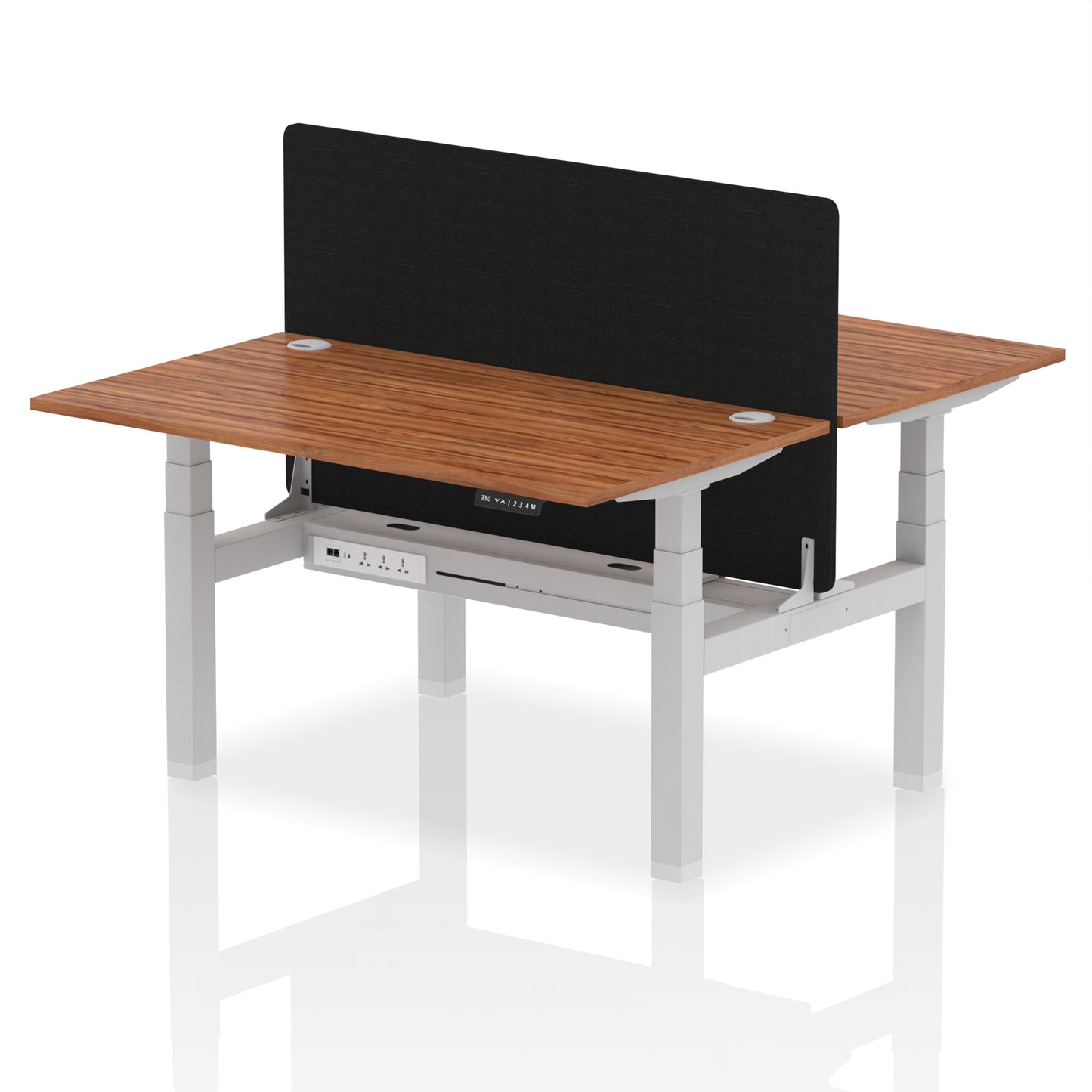Air Back-to-Back Height Adjustable Bench Desk - 2 Person with Black Straight Screen - 1200mm, 1400mm, 1600mm, 1800mm - Multiple Colour Options