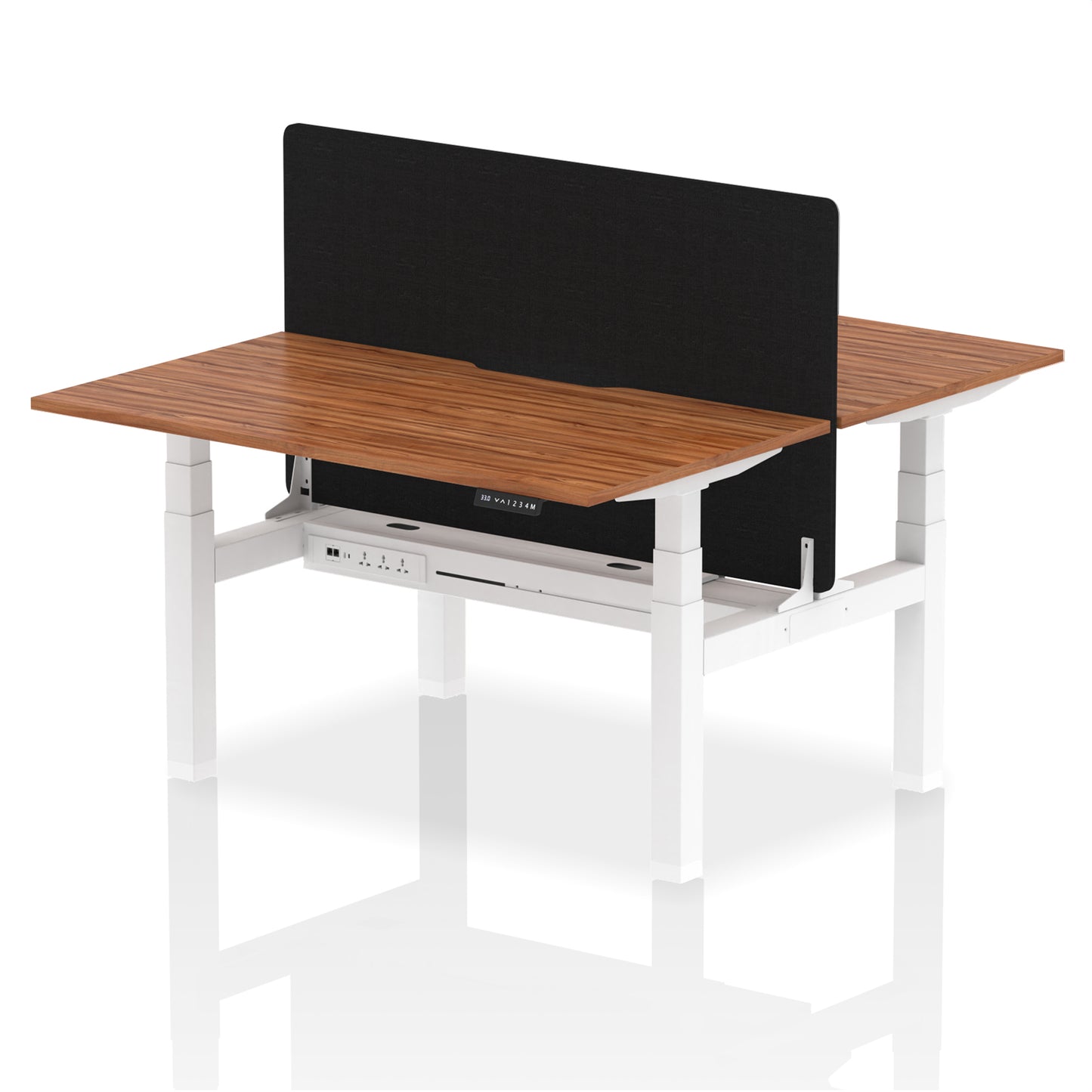 Air Back-to-Back Scalloped Edge Height Adjustable Bench Desk - 2 Person with Black Straight Screen - 1200mm, 1400mm, 1600mm - Multiple Colour Options