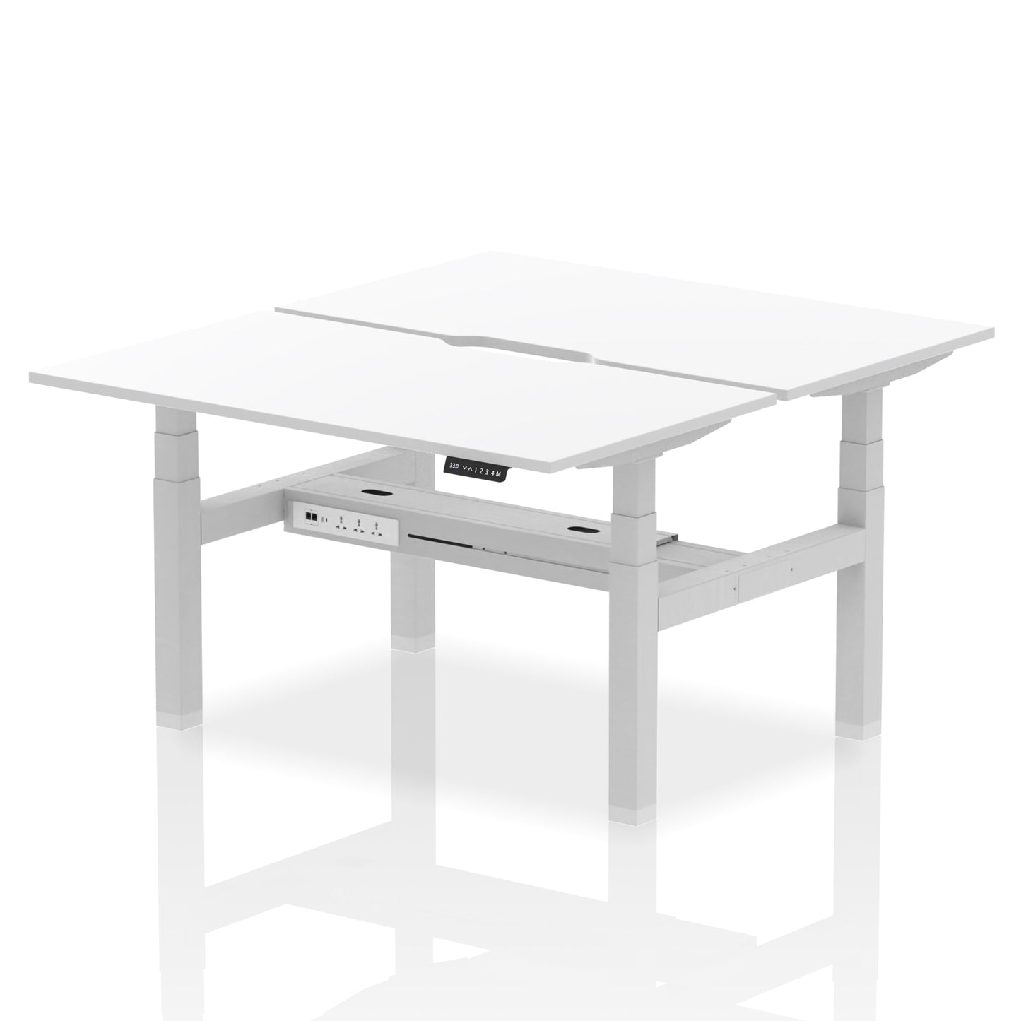Air Back-to-Back Scalloped Edge Height Adjustable Bench Desk - 2 Person - 1200mm, 1400mm, 1600mm - Multiple Colour Options