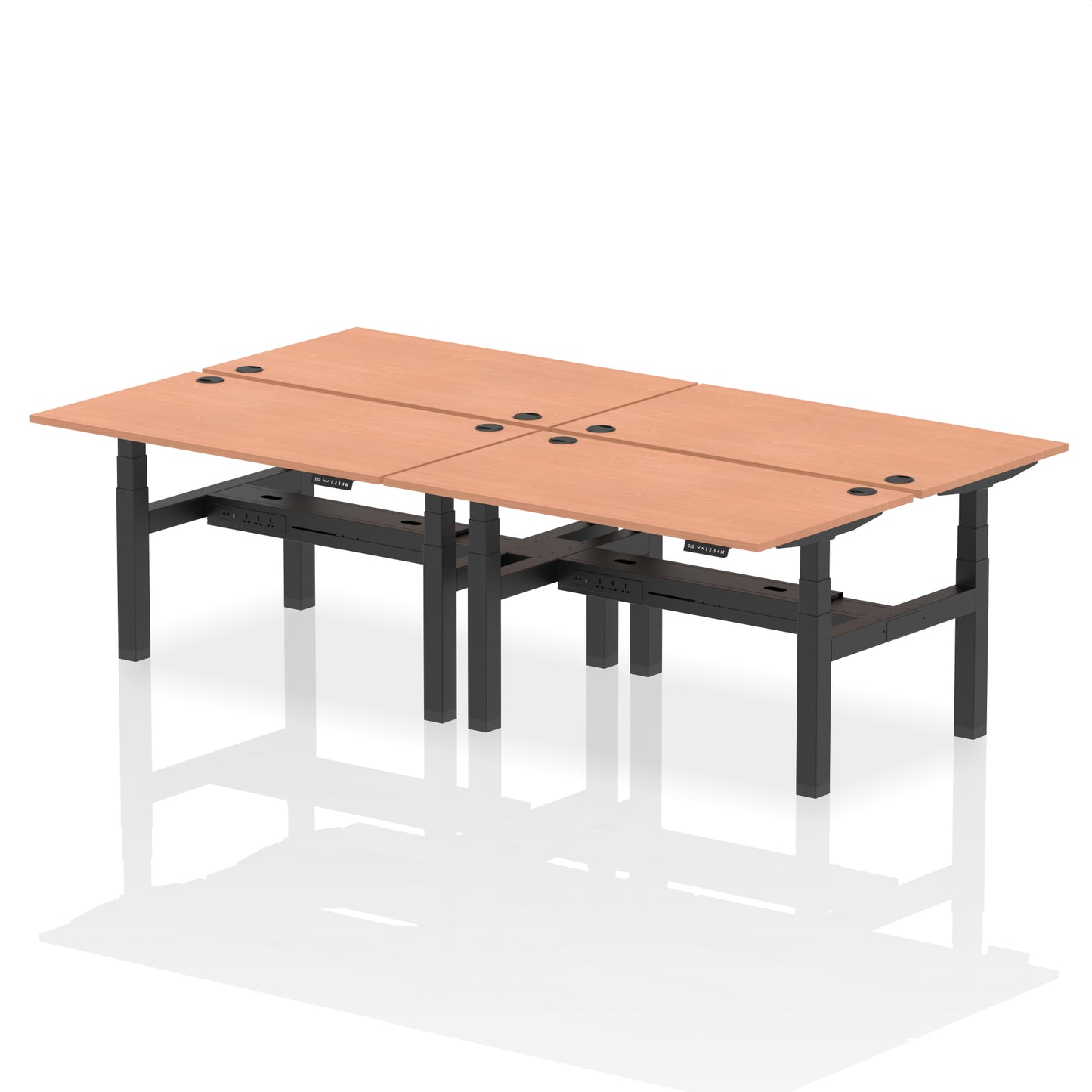 Air Back-to-Back Height Adjustable Bench Desk - 4 Person - 1200mm, 1400mm, 1600mm, 1800mm - Multiple Colour Options
