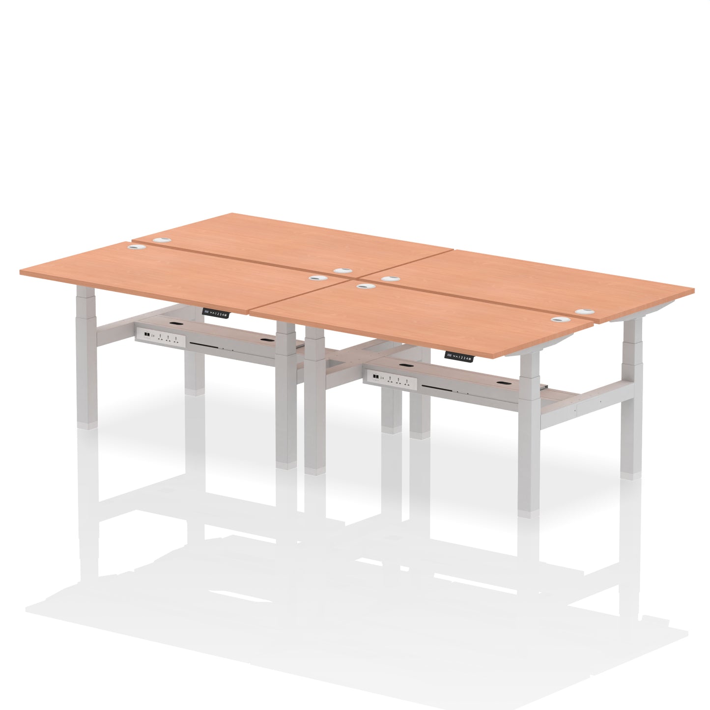 Air Back-to-Back Height Adjustable Bench Desk - 4 Person - 1200mm, 1400mm, 1600mm, 1800mm - Multiple Colour Options