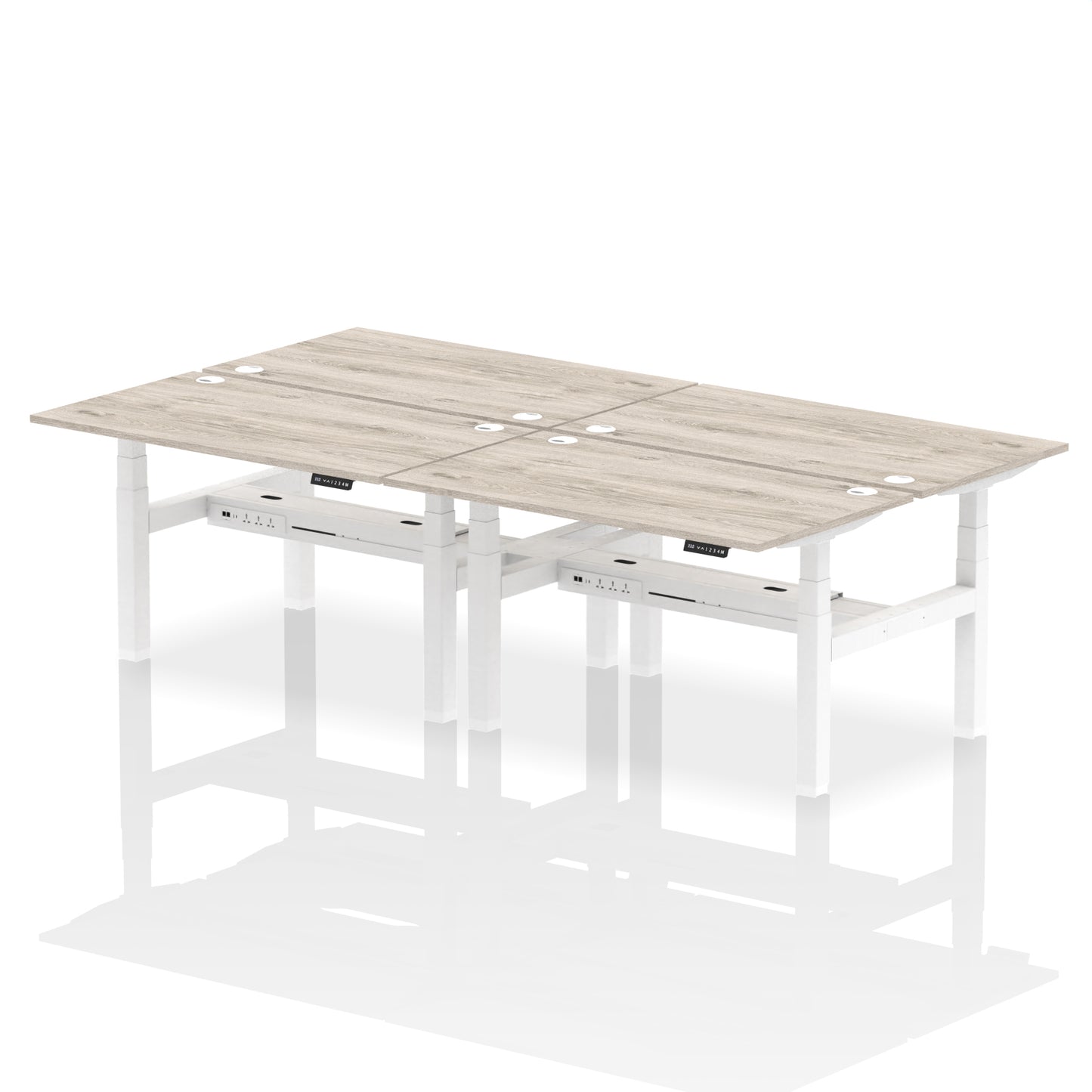 Air Back-to-Back Height Adjustable Bench Desk - 4 Person - 1200mm, 1400mm, 1600mm, 1800mm - Multiple Colour Options