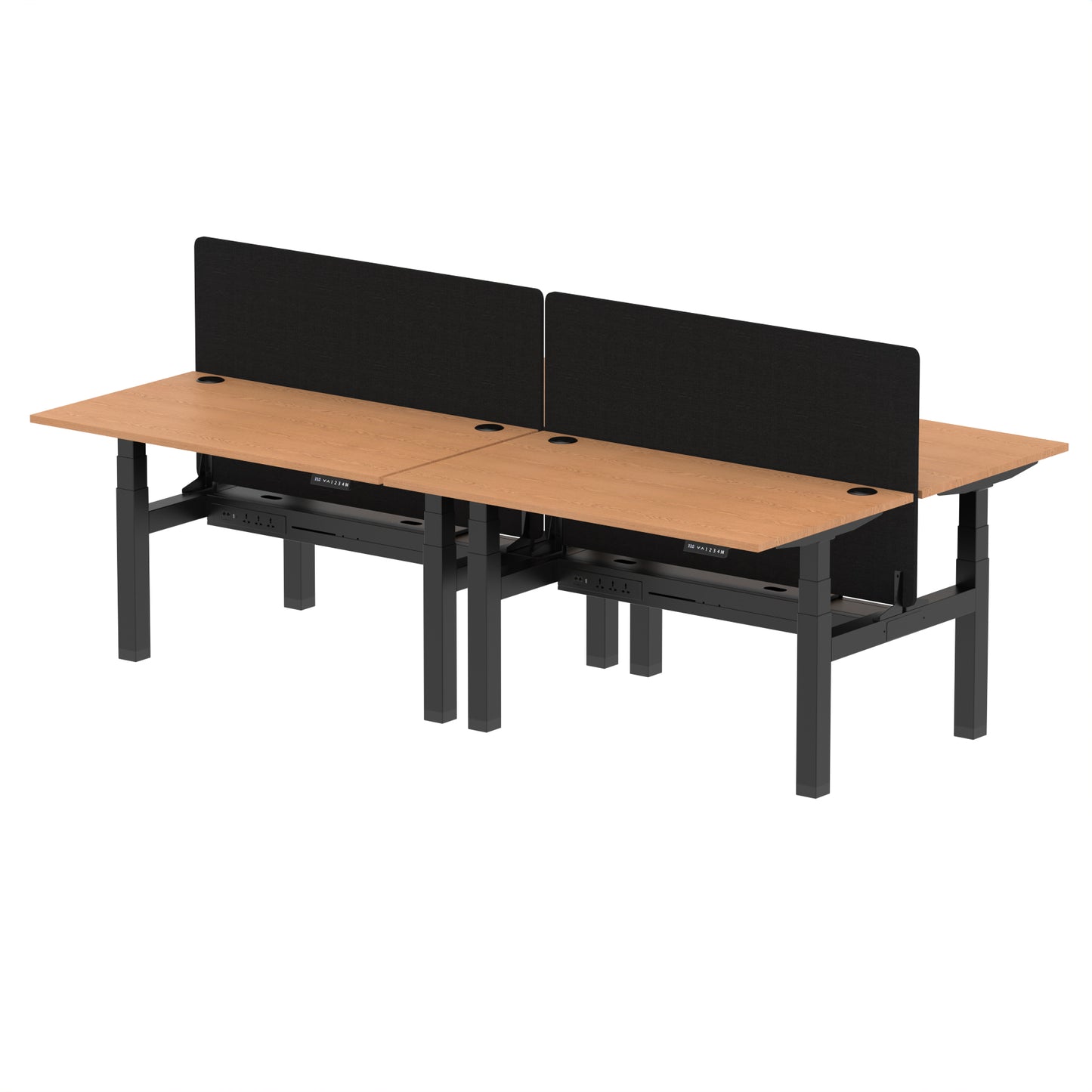Air Back-to-Back Height Adjustable Bench Desk - 4 Person with Black Straight Screen - 1200mm, 1400mm, 1600mm, 1800mm - Multiple Colour Options