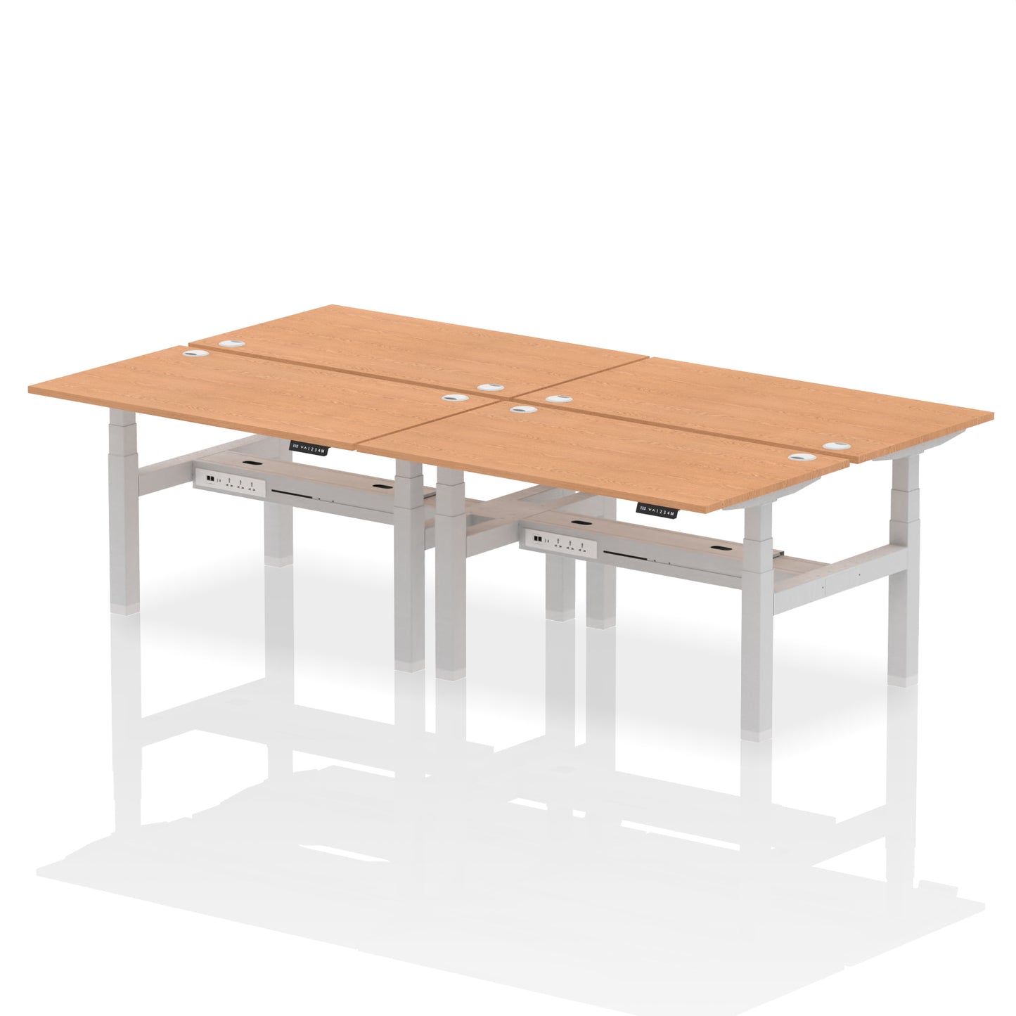 Air Back-to-Back Height Adjustable Bench Desk - 4 Person - 1200mm, 1400mm, 1600mm, 1800mm - Multiple Colour Options
